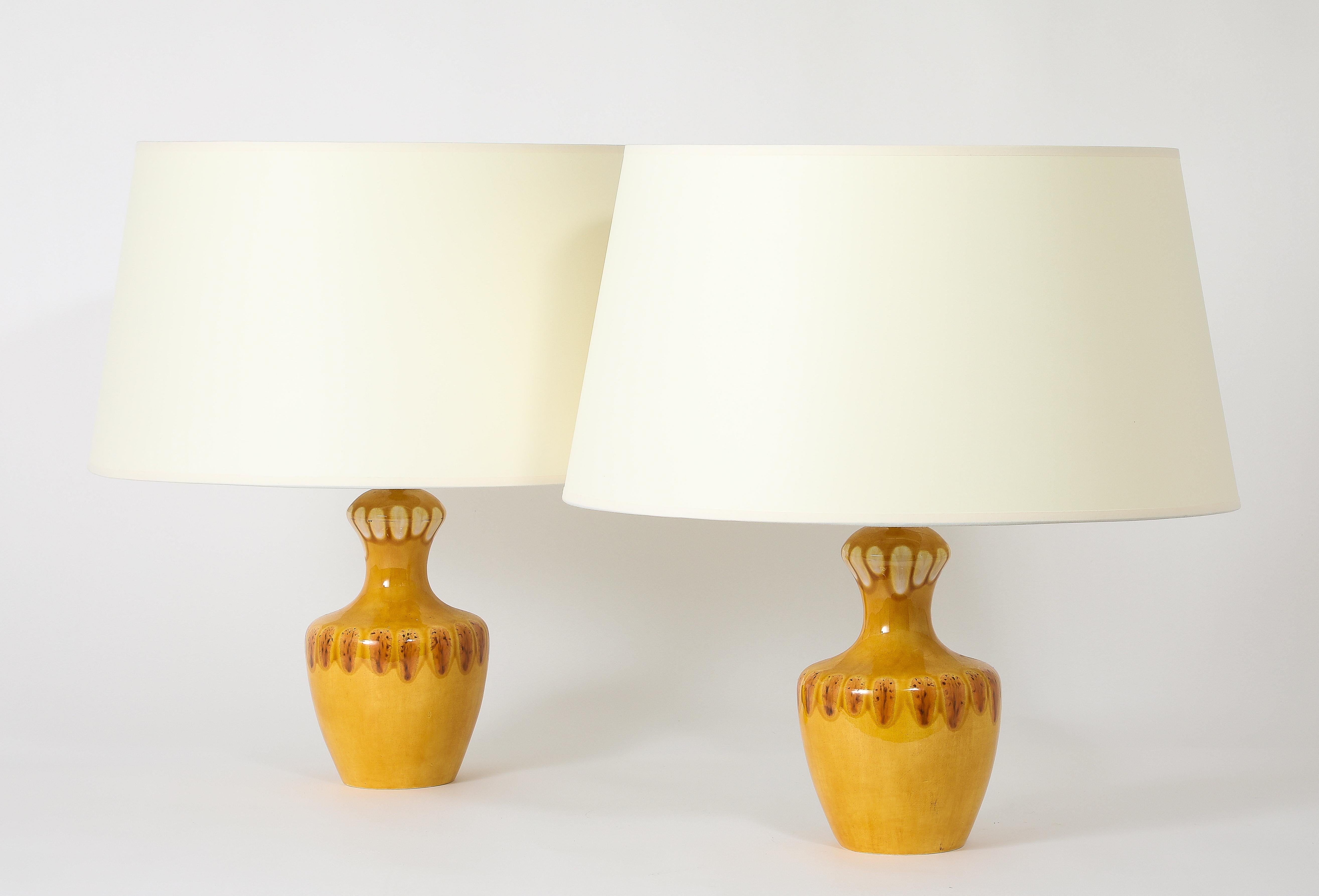 Mid-Century Modern Glazed Italian Table Lamps, Italy 1950's For Sale