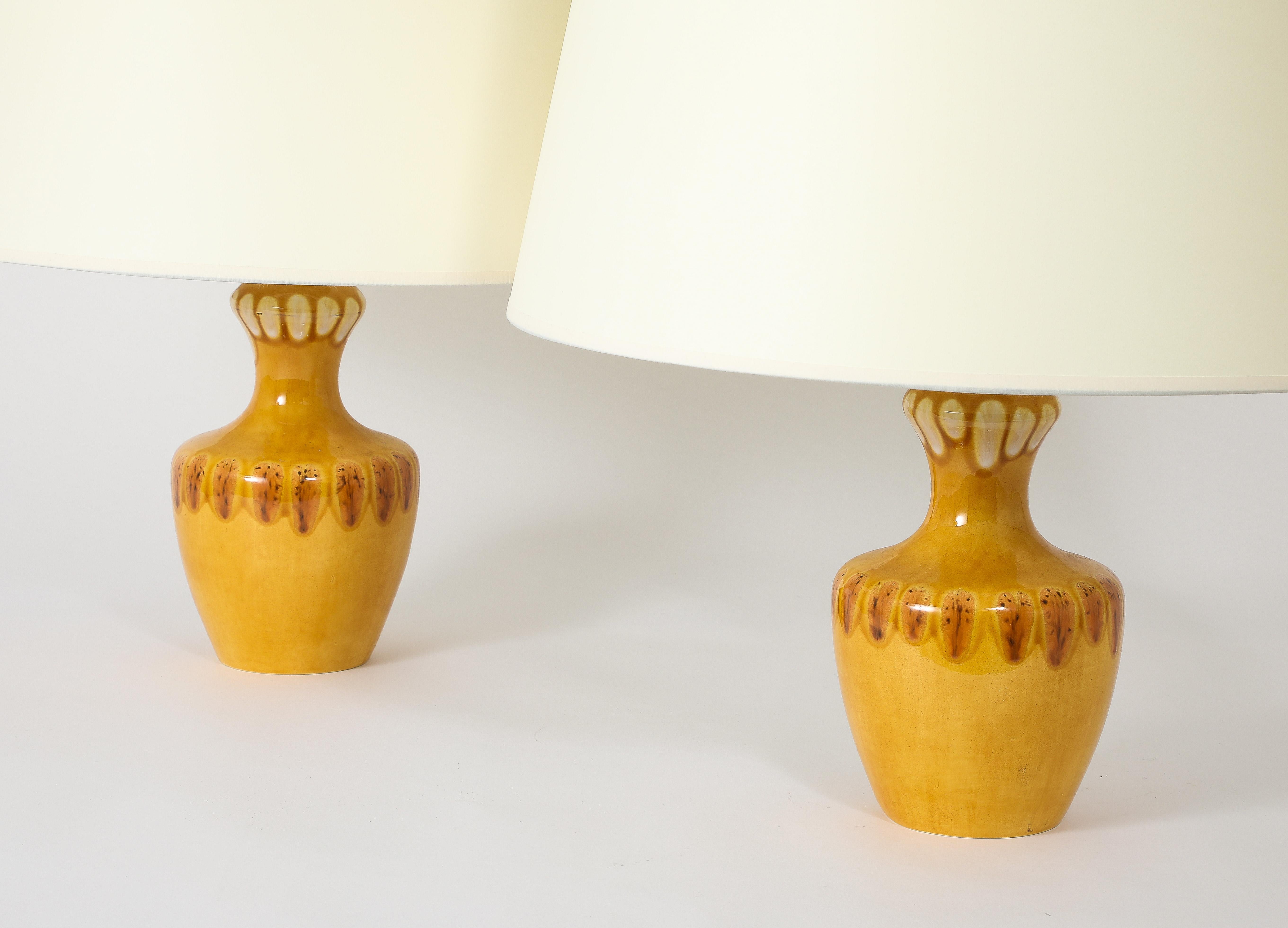 French Glazed Italian Table Lamps, Italy 1950's For Sale