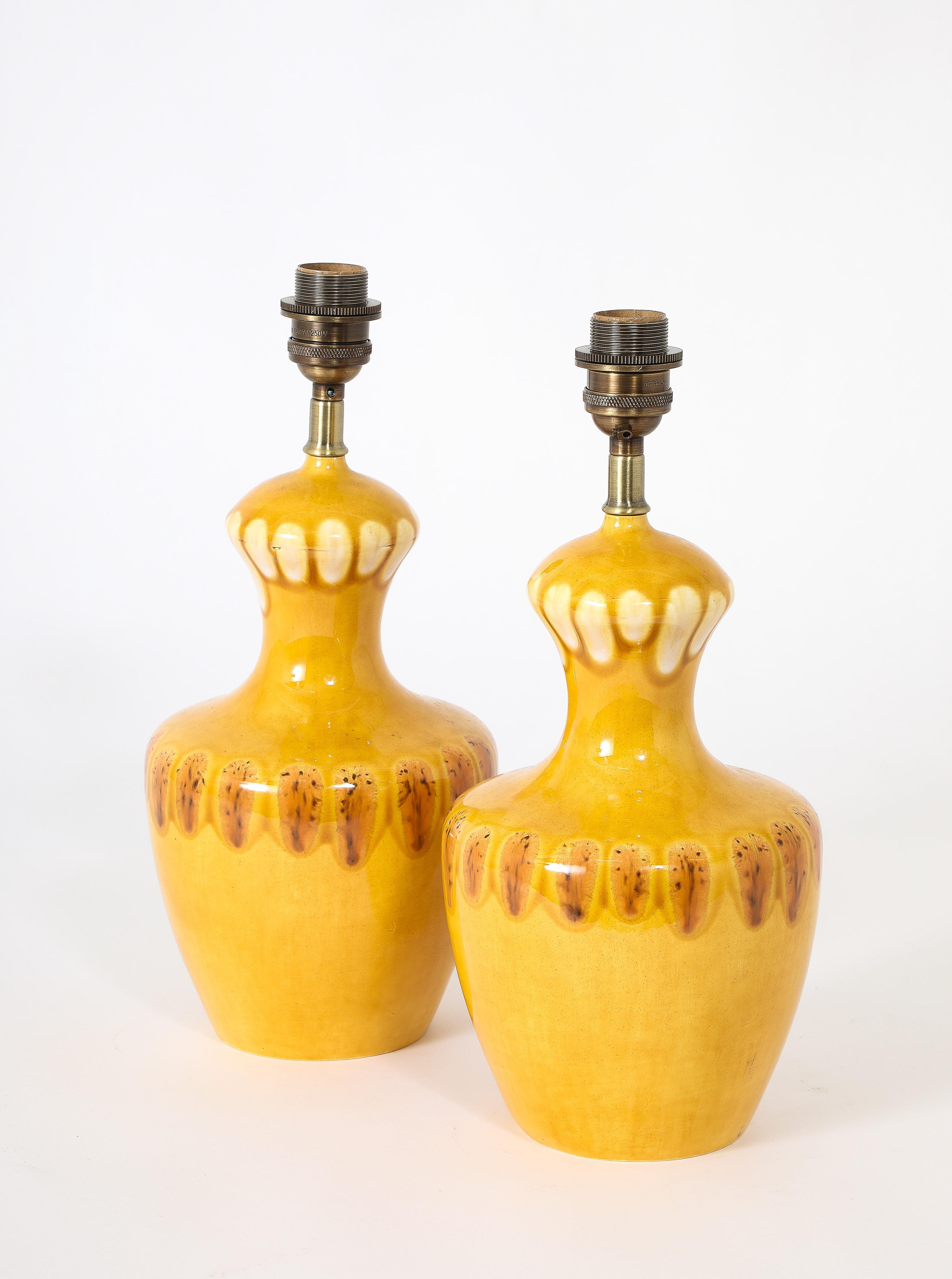 Ceramic Glazed Italian Table Lamps, Italy 1950's For Sale