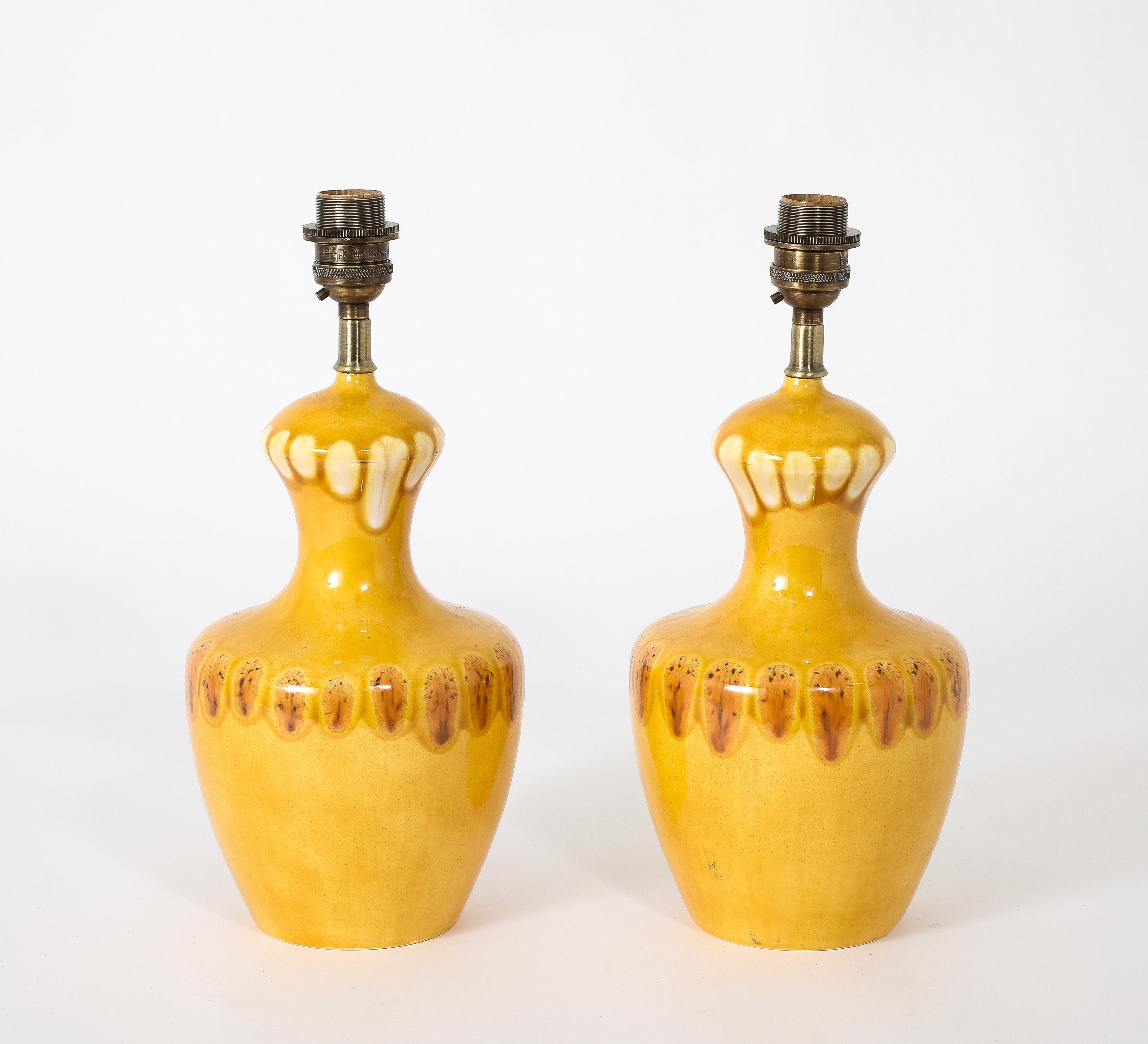 Glazed Italian Table Lamps, Italy 1950's For Sale 1