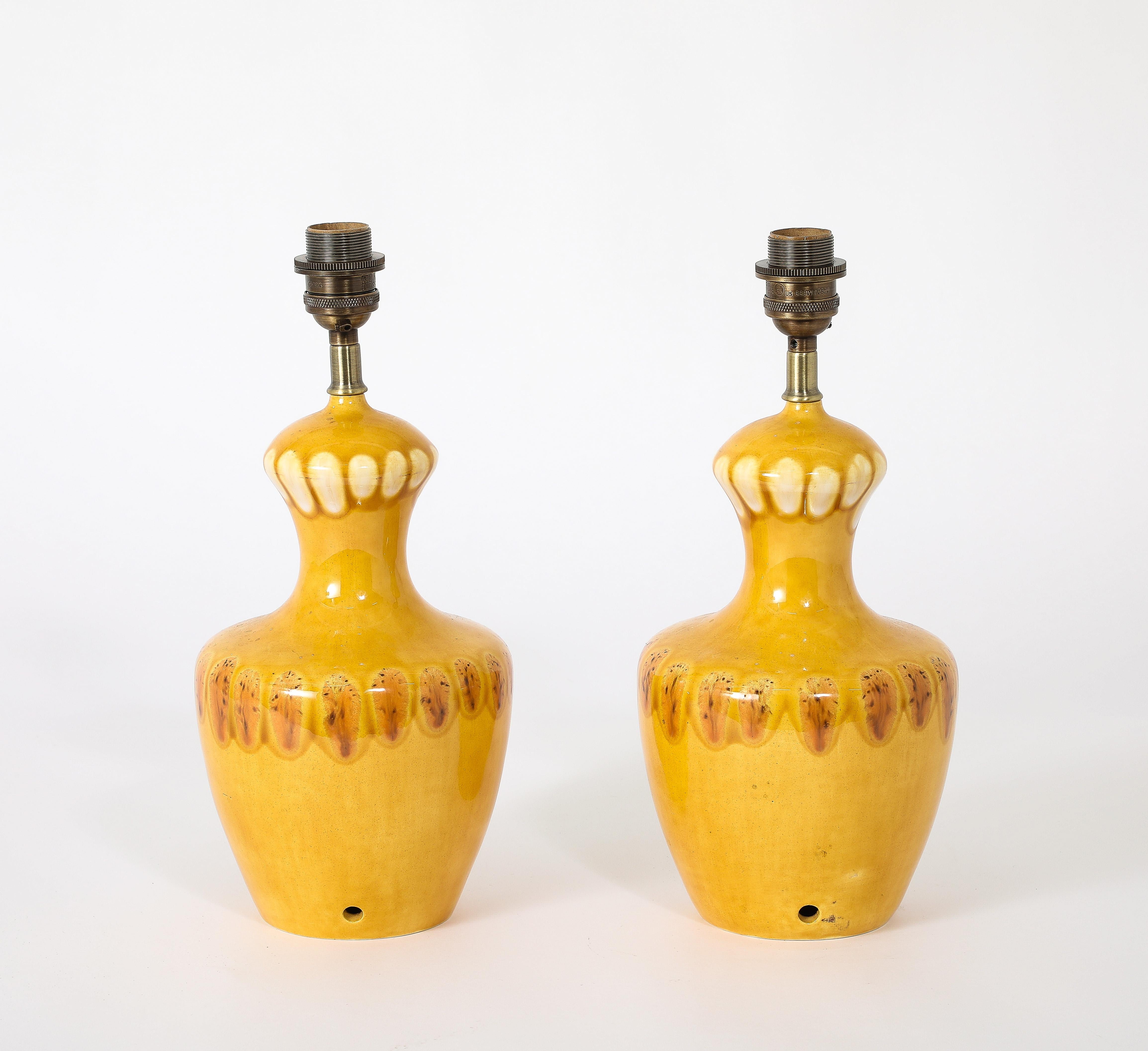 Glazed Italian Table Lamps, Italy 1950's For Sale 2