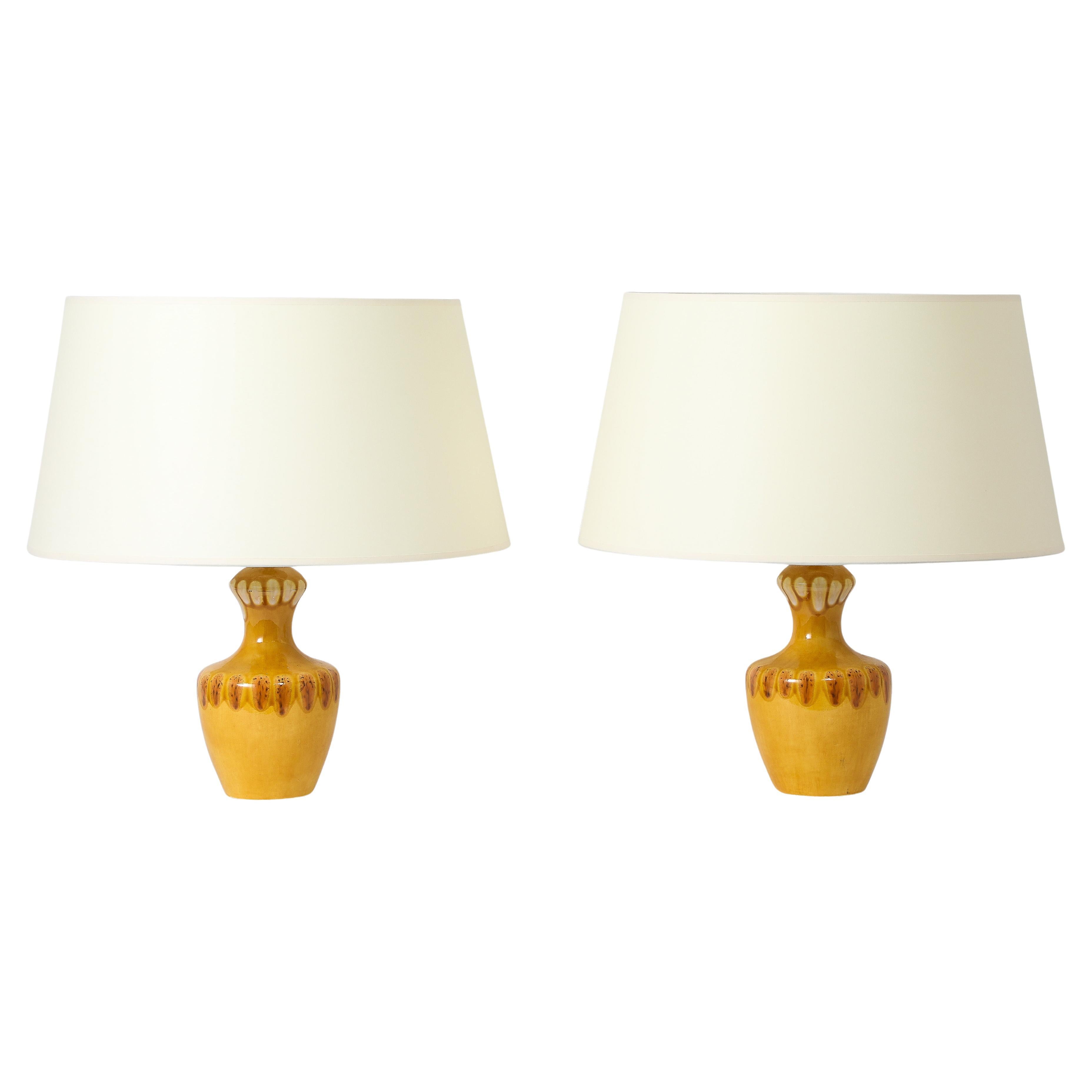 Glazed Italian Table Lamps, Italy 1950's For Sale