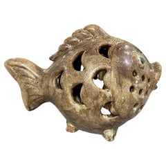 Glazed Large Earthenware Pottery Ceramic Garden Fish Figure Sculpure