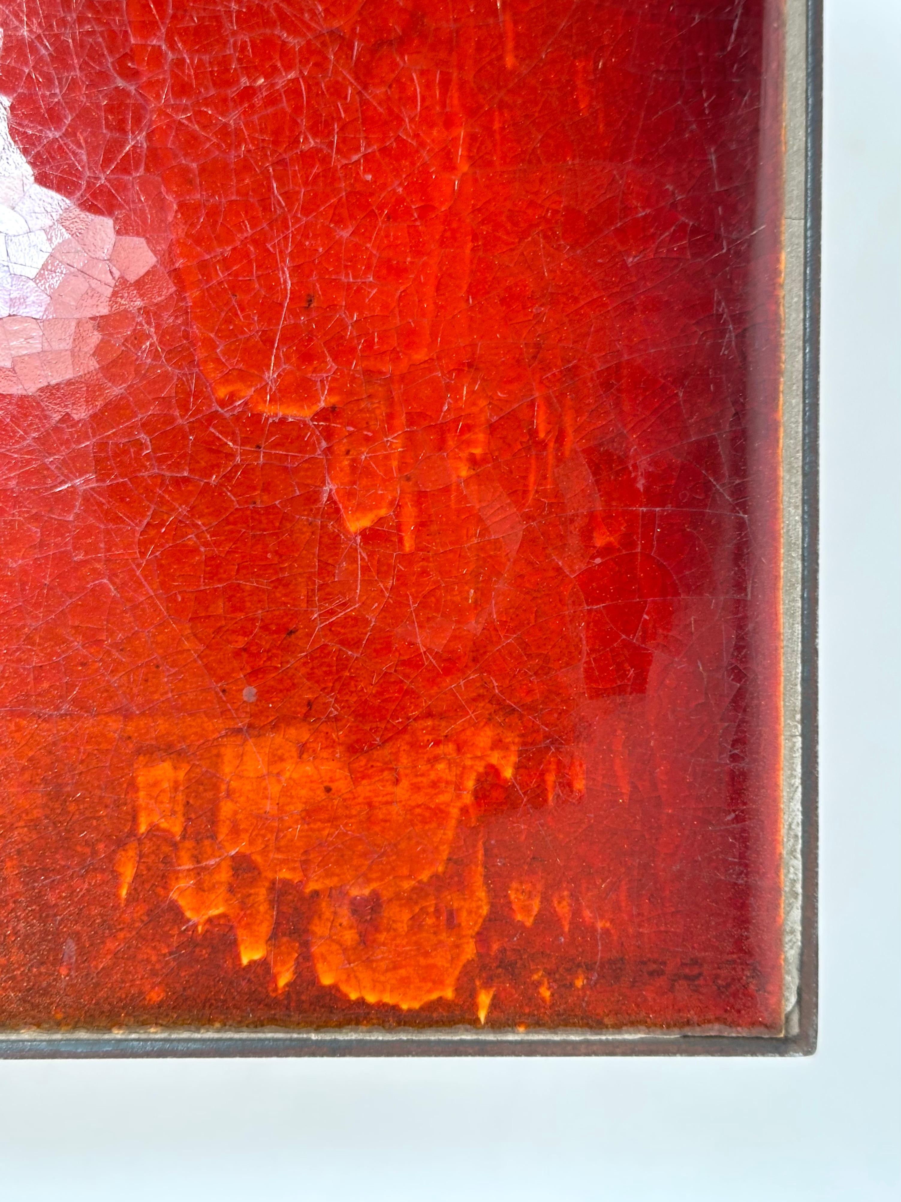 Français Table basse en lave émaillée Roger Capron, Vallauris, vers 1970 en vente
