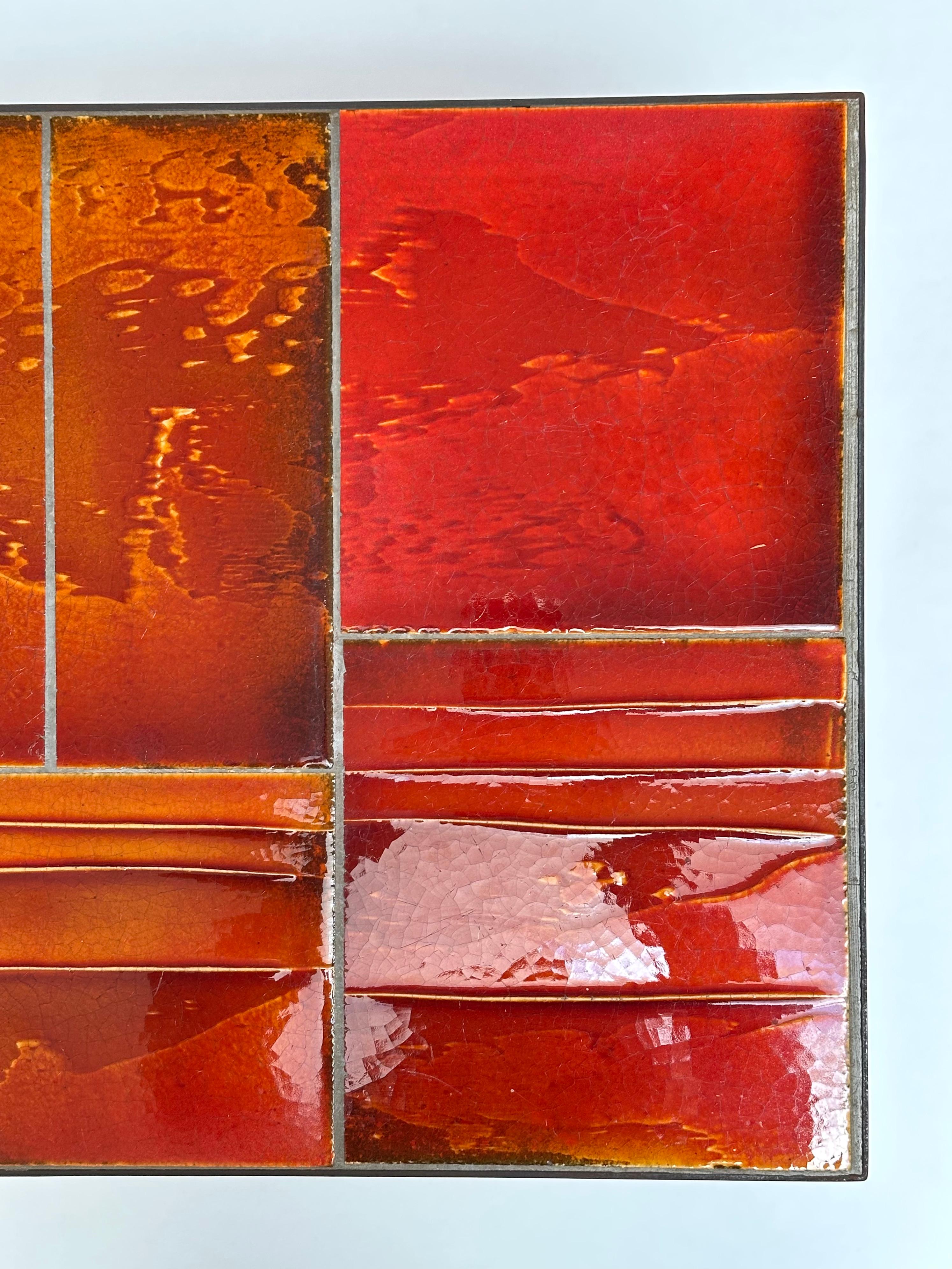 Vernissé Table basse en lave émaillée Roger Capron, Vallauris, vers 1970 en vente