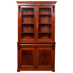 Antique Glazed Library Bookcase 19th Century Victorian Mahogany