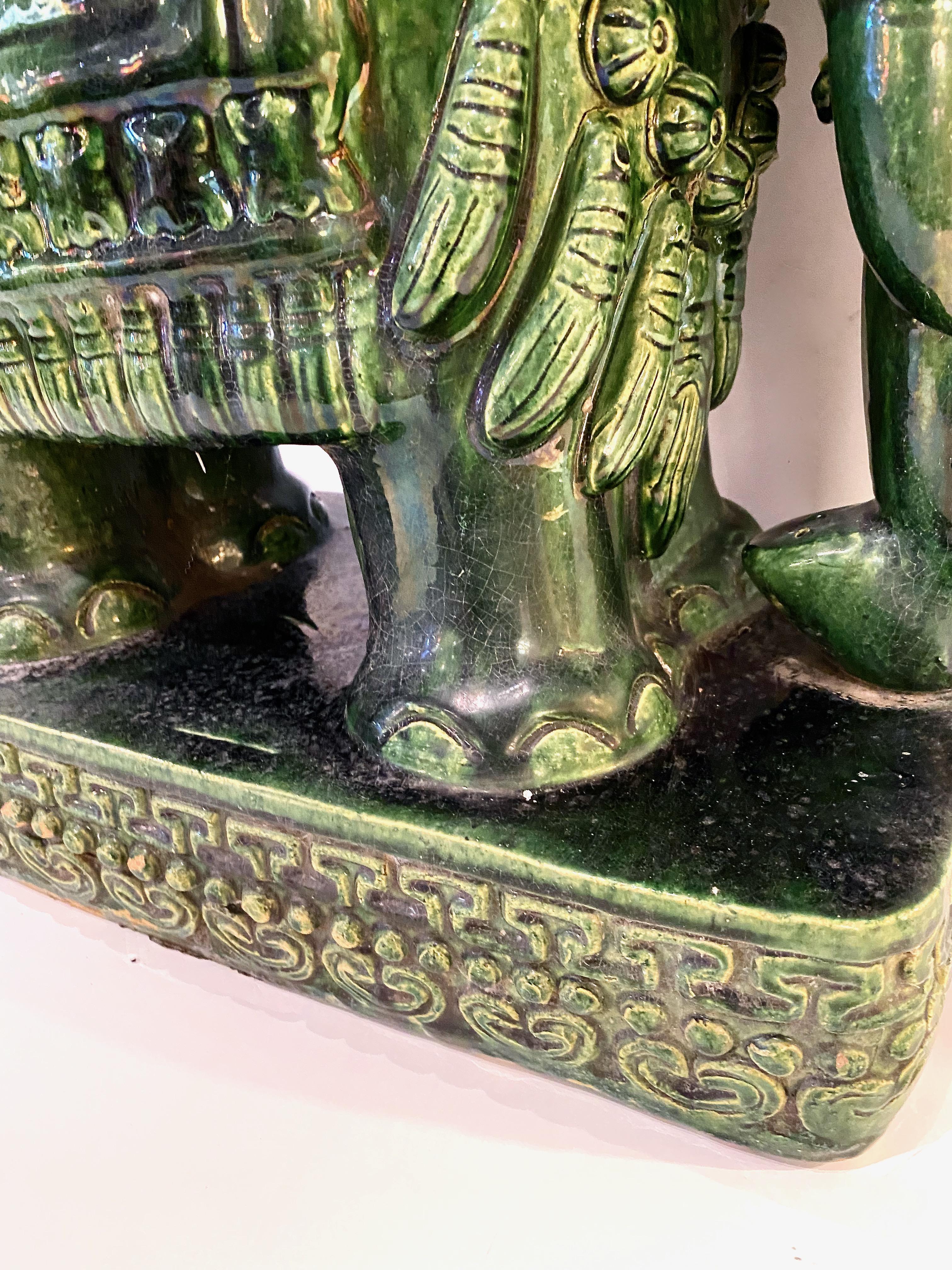 Vietnamese Glazed Majolica Elephant Stool or Table, Mid-Century