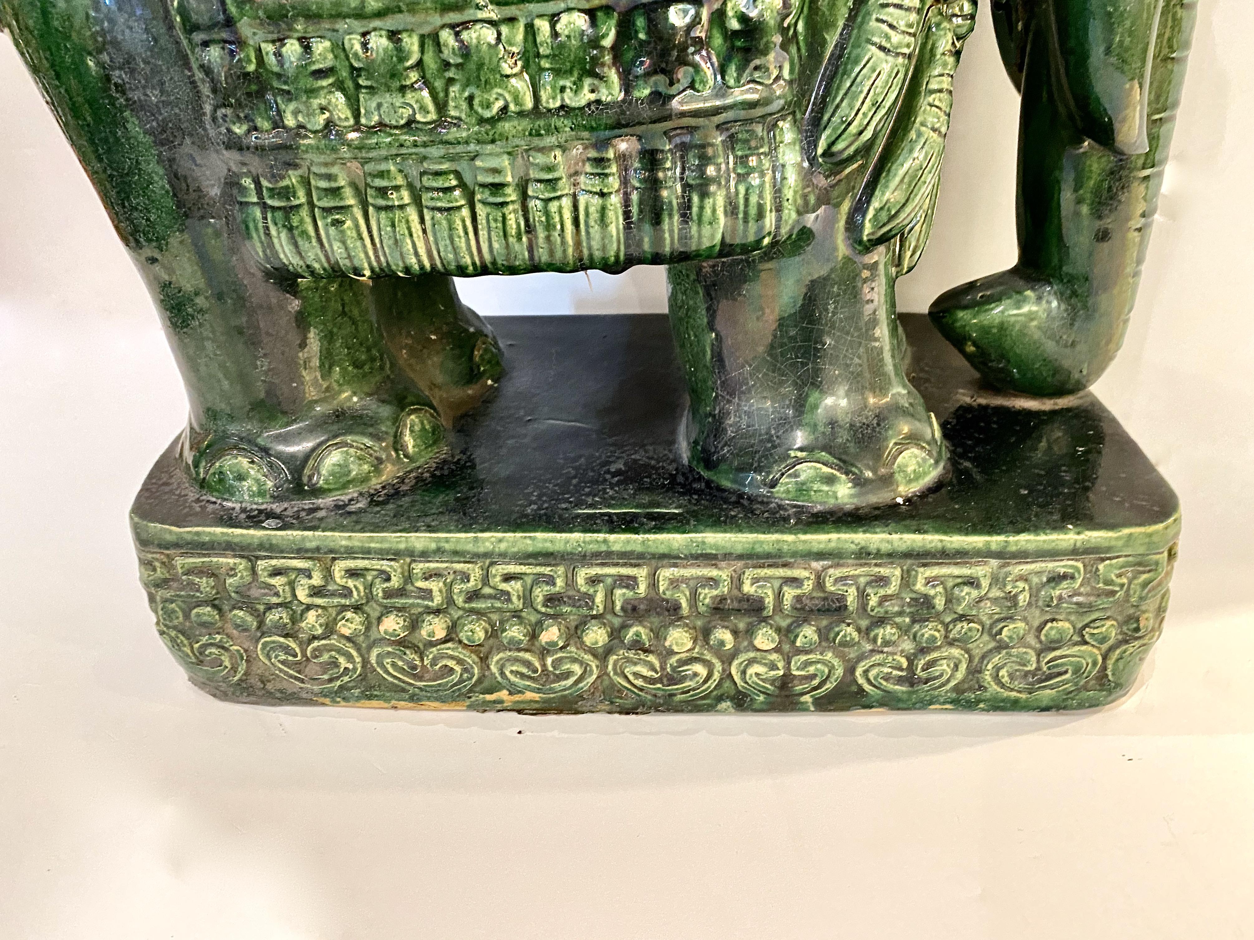 20th Century Glazed Majolica Elephant Stool or Table, Mid-Century