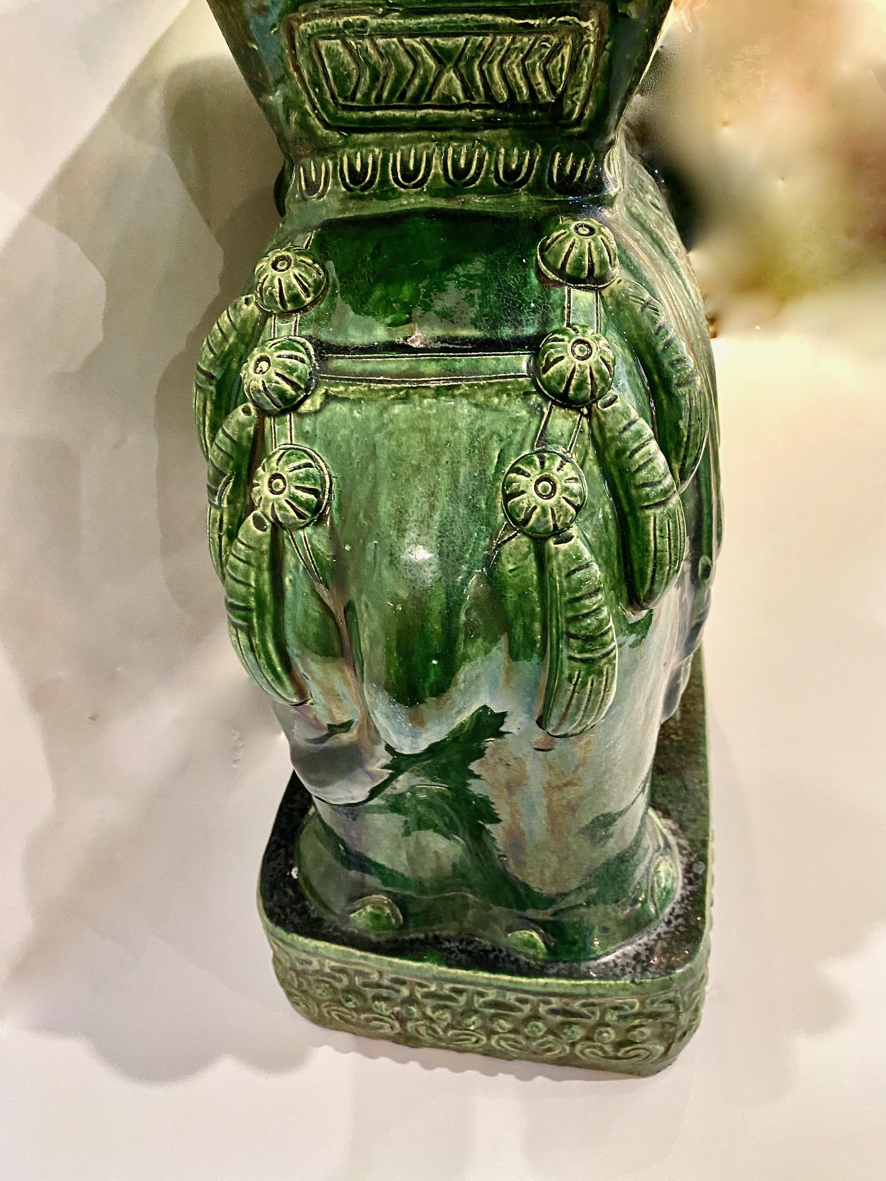 Terracotta Glazed Majolica Elephant Stool or Table, Mid-Century