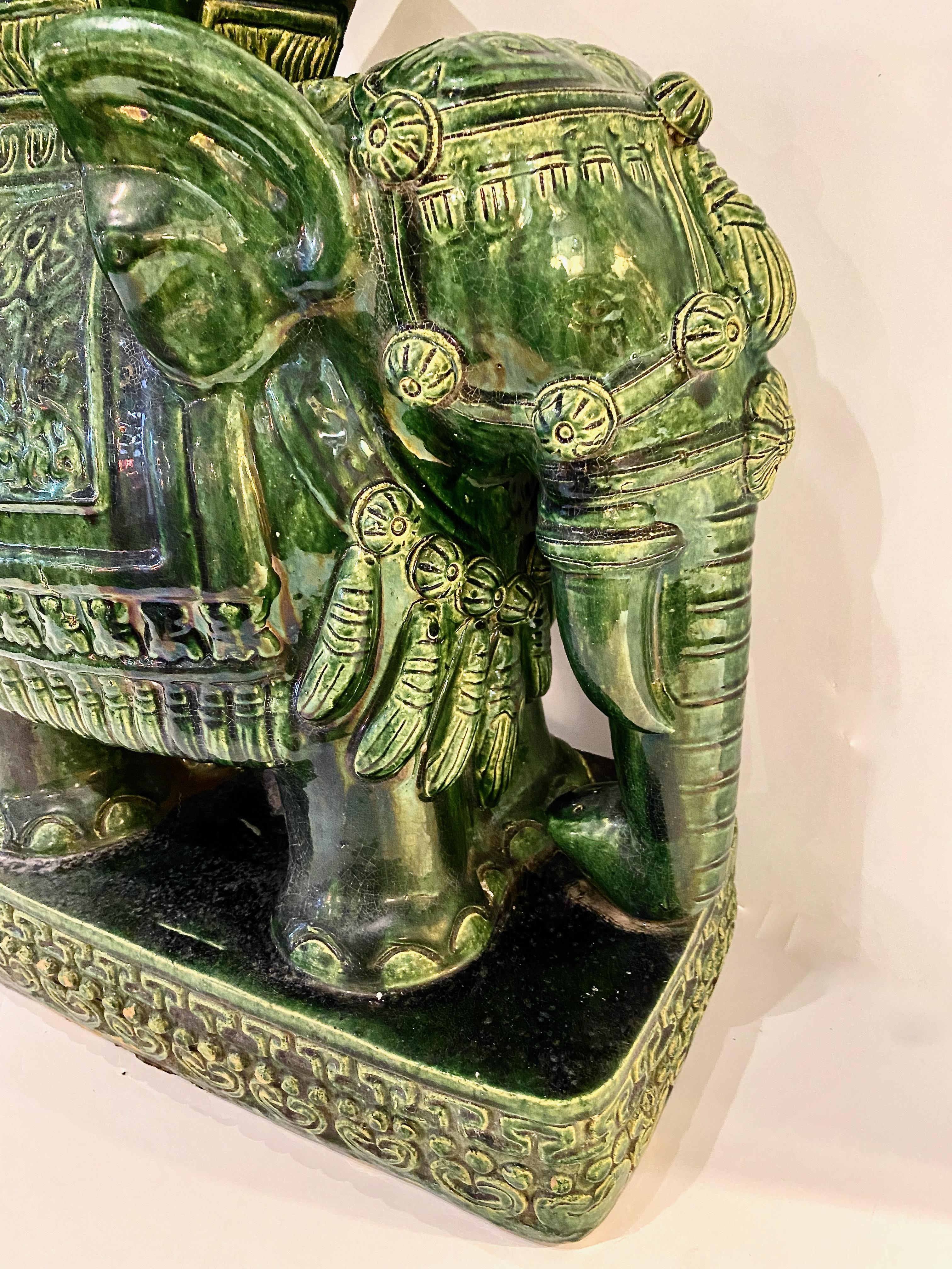 Glazed Majolica Elephant Stool or Table, Mid-Century 1