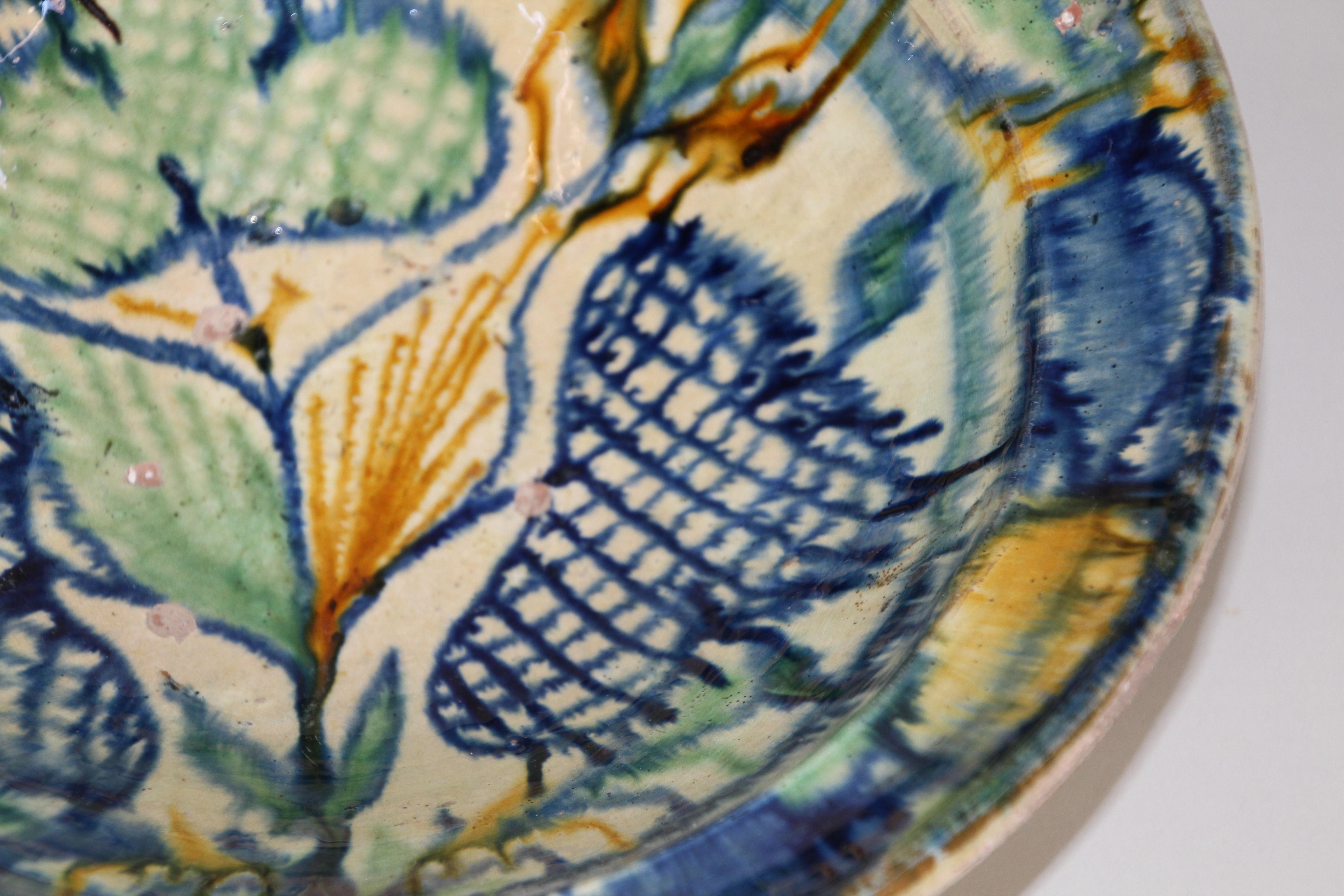 20th Century Glazed Hispano-Moresque Earthenware Dish Bowl