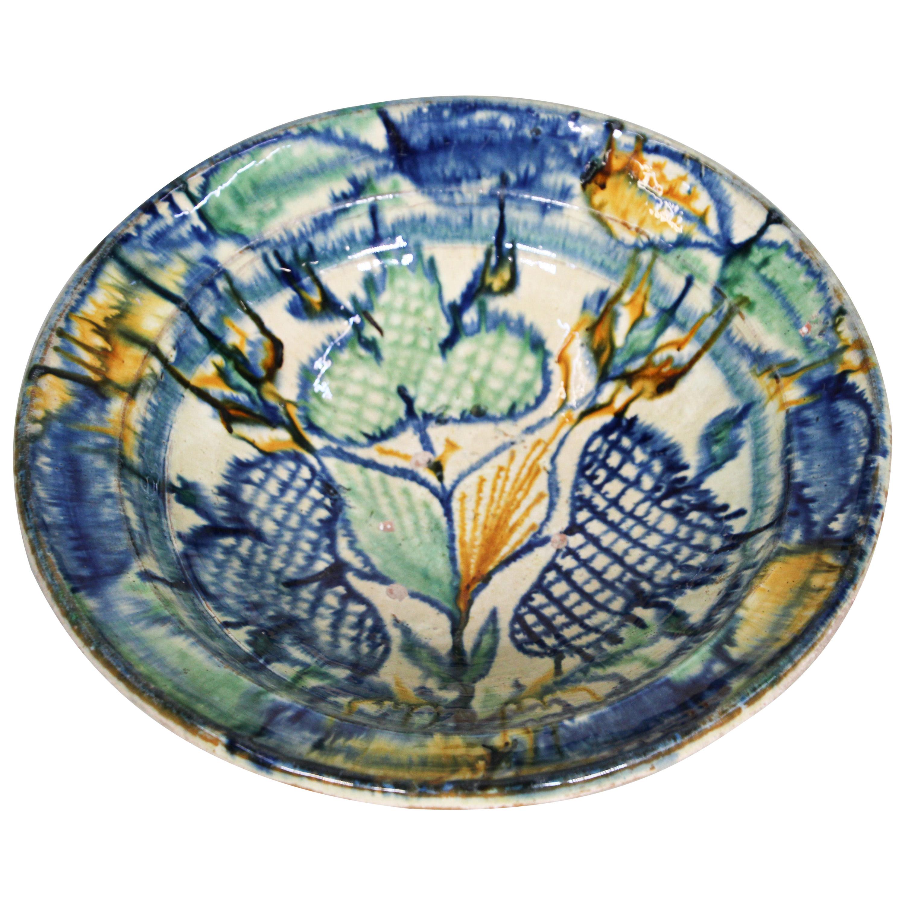 Glazed Hispano-Moresque Earthenware Dish Bowl