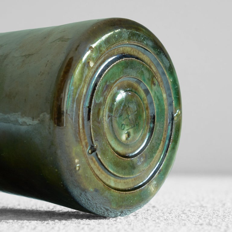 Glazed Modernist Studio Pottery Vase in Green and Blue For Sale at 1stDibs