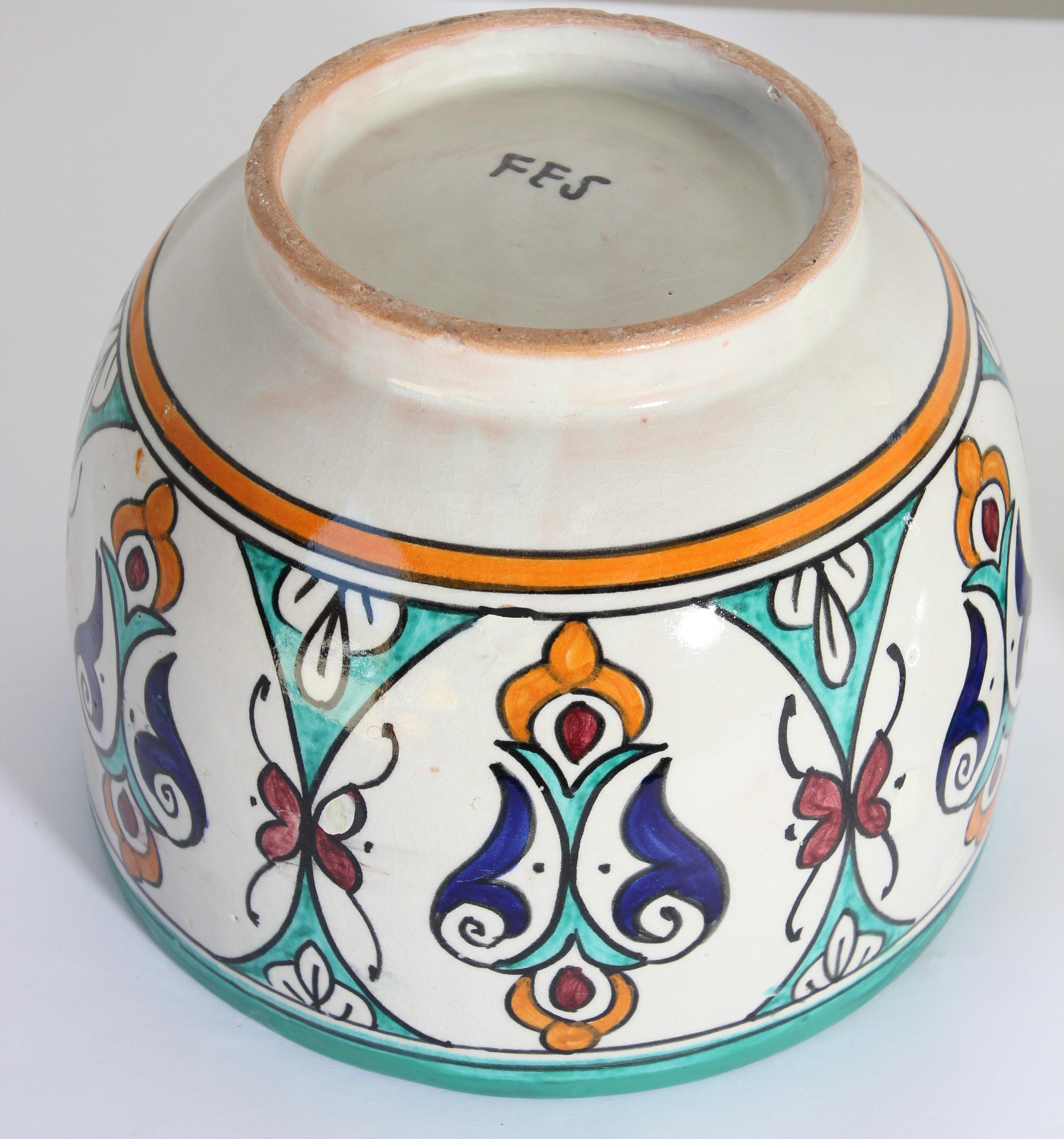 Glazed Moorish Ceramic Covered Jar Handcrafted in Fez Morocco For Sale 4