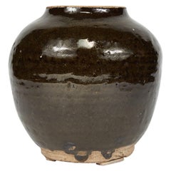 Glazed Navy Pot from Late 19th Century Thailand