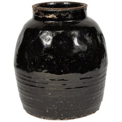 Glazed Navy Pot from Late 19th Century Thailand