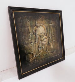 Glazed Oil Painting by Soviet Artist Omar Chkhaidze, d. 1995