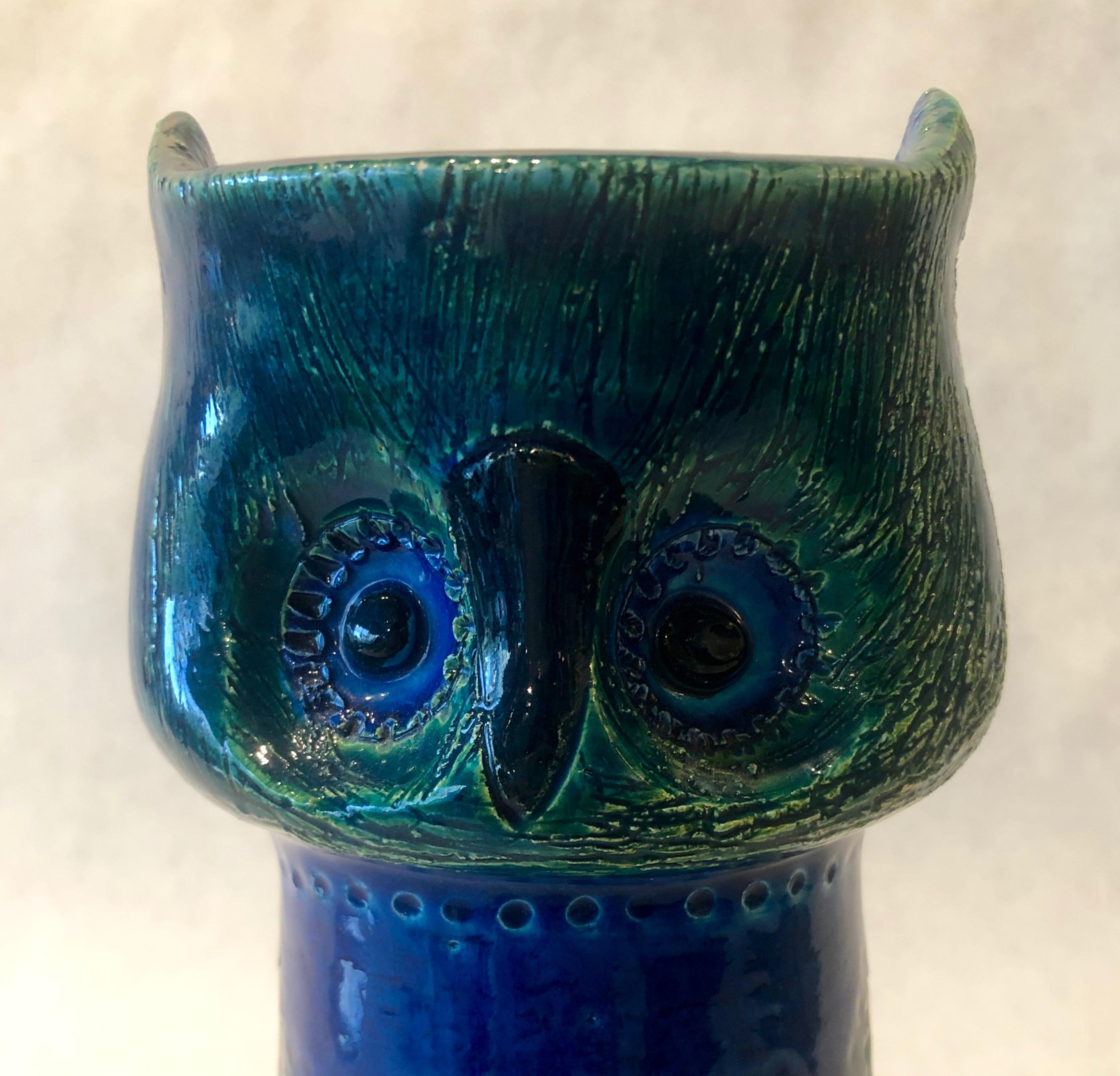 Glazed ‘Owl’ Bitossi for Raymor Pottery Vase in Blue and Green 7