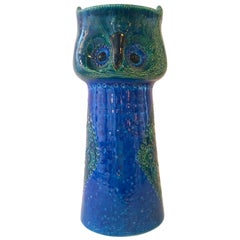 Glazed ‘Owl’ Bitossi for Raymor Pottery Vase in Blue and Green