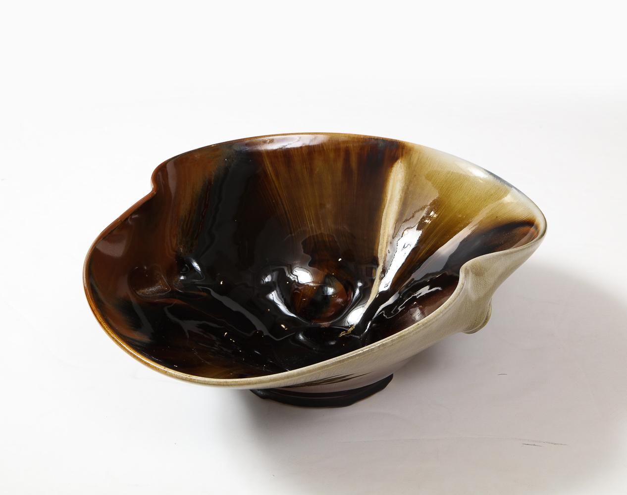 Glazed porcelain. Unique wood fired bowl. Artist signed on underside.