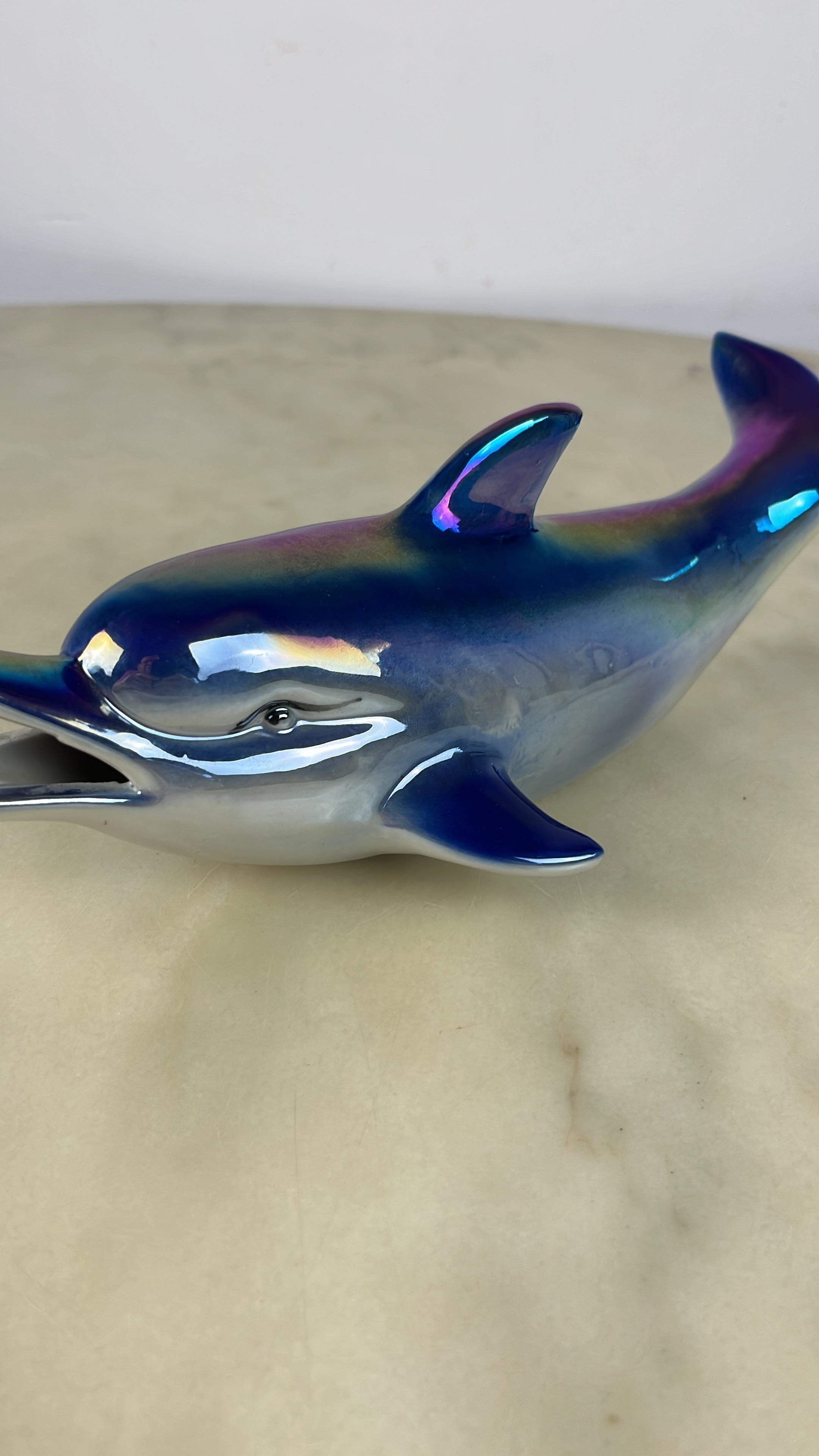 Glazed Porcelain Dolphin, Italy, 1950s For Sale 4