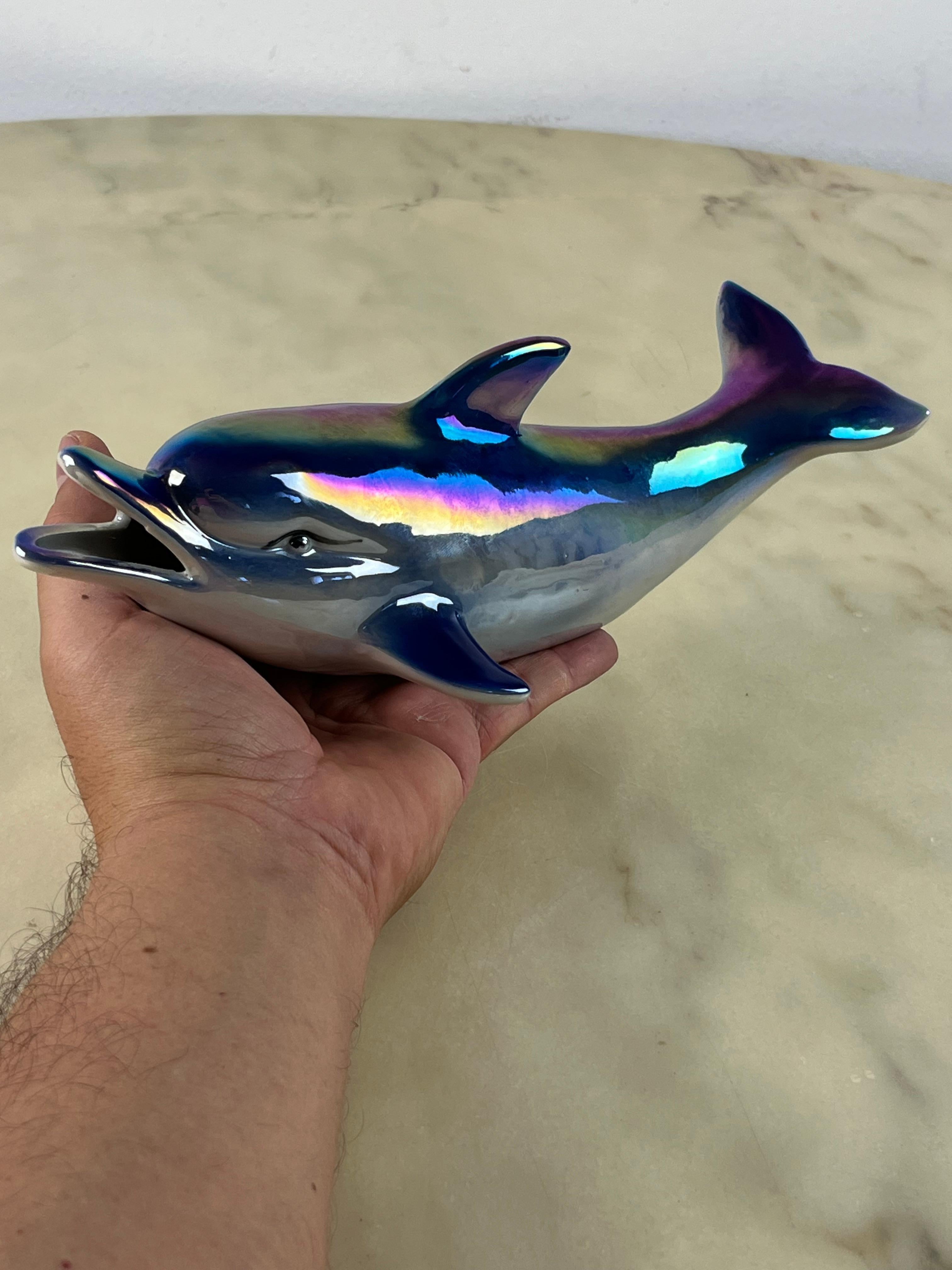 Glazed Porcelain Dolphin, Italy, 1950s In Good Condition For Sale In Palermo, IT