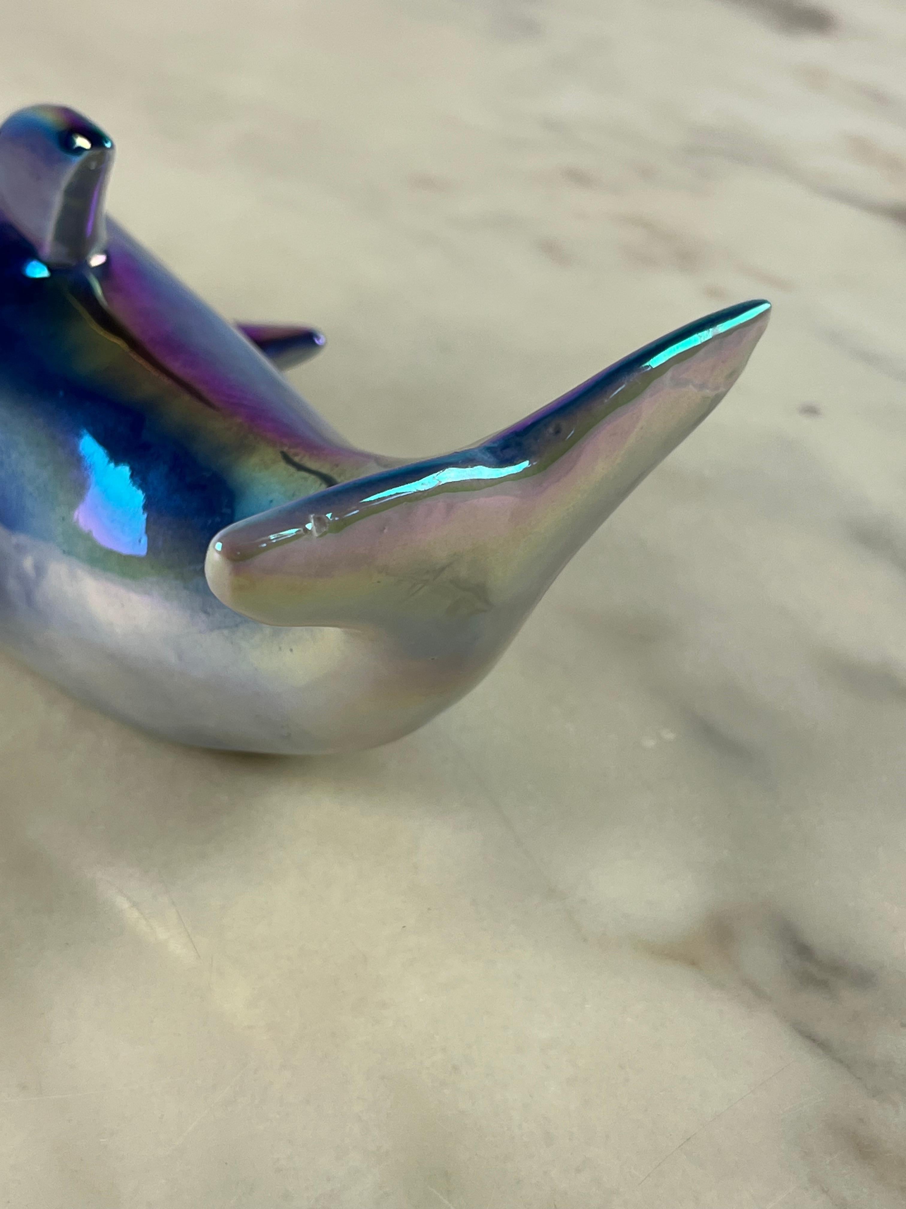 Mid-20th Century Glazed Porcelain Dolphin, Italy, 1950s For Sale