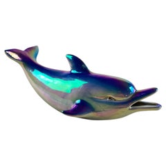 Glasierter Delphin aus Porzellan, Italien, 1950er Jahre