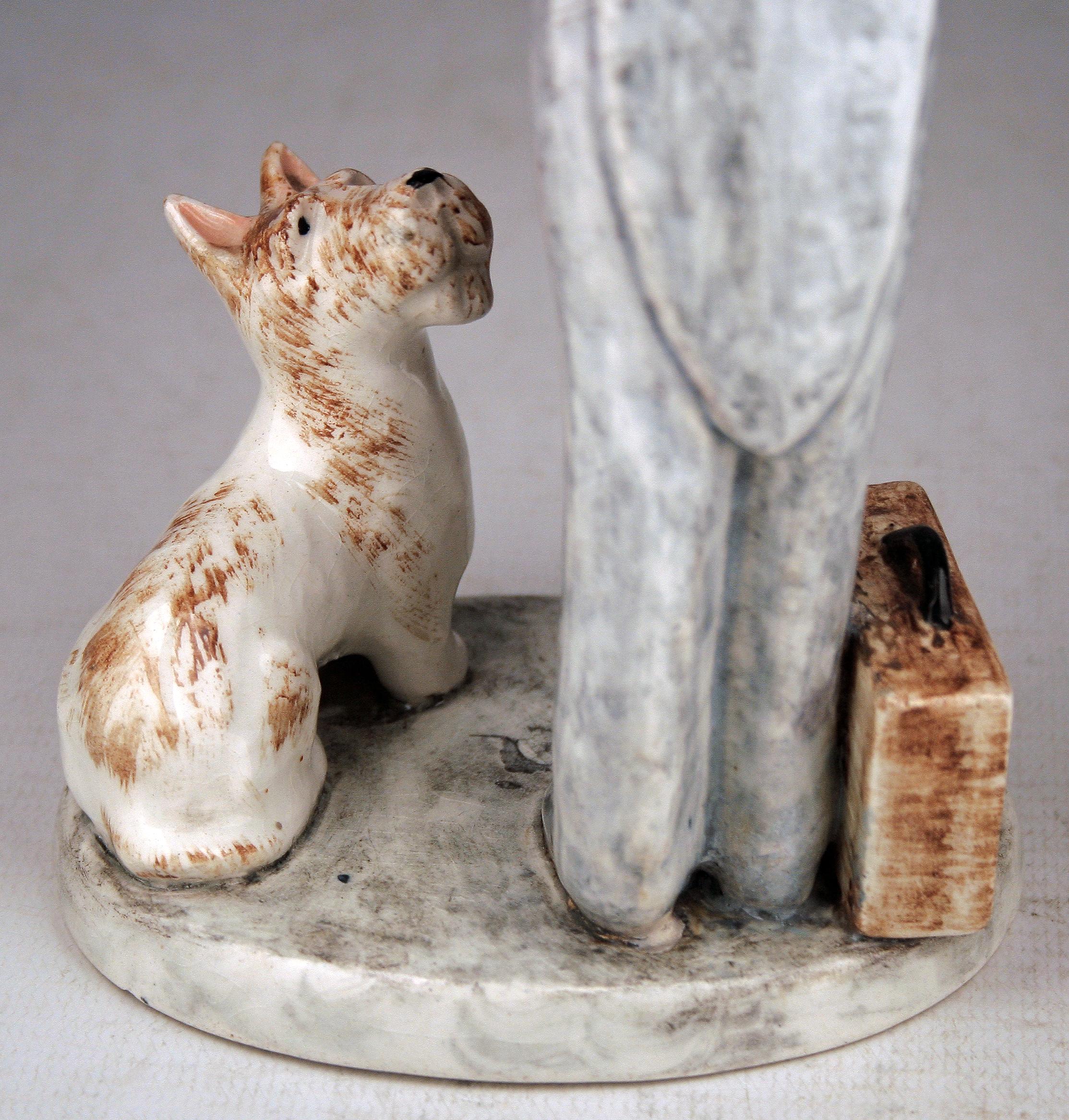 20th Century Glazed Porcelain Figurine of Boy and Dog by Goldscheider for Myott Son & Co. For Sale