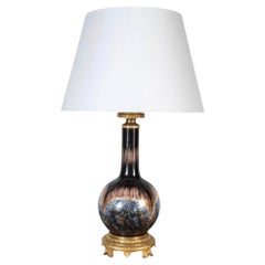 Glazed Porcelain Lamp with Gilded Bronze Base