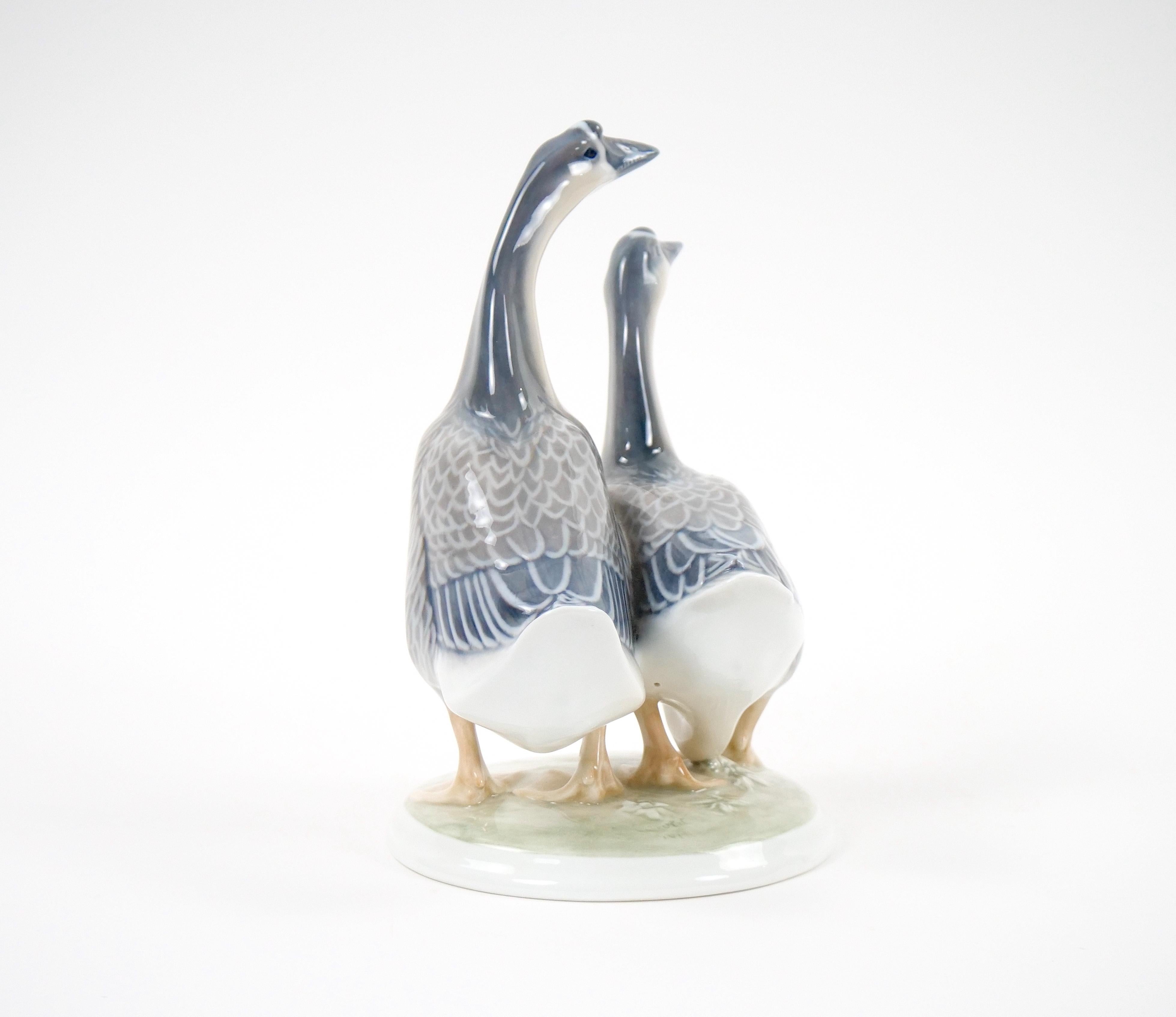 Glazed Porcelain Royal Copenhagen Decorative Pair Duck Decorative Sculpture In Good Condition For Sale In Tarry Town, NY