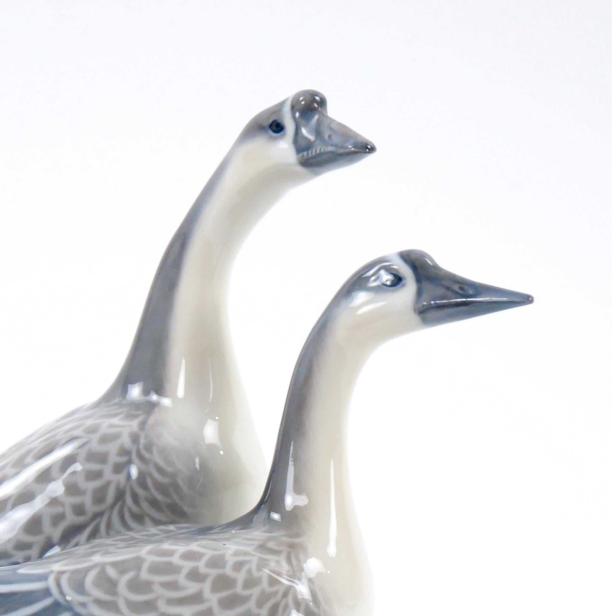 20th Century Glazed Porcelain Royal Copenhagen Decorative Pair Duck Decorative Sculpture For Sale