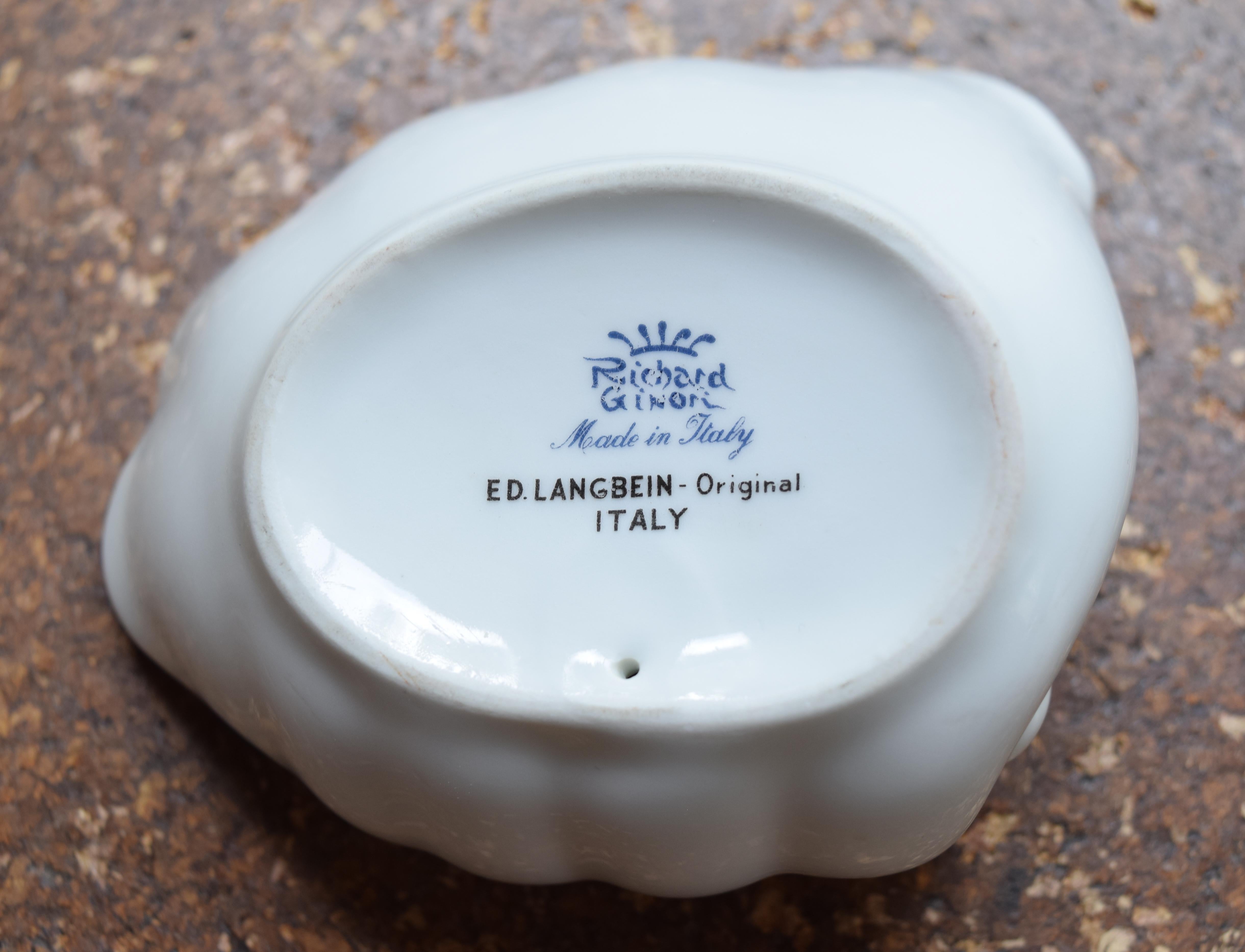 Ceramic Glazed Porcelain Shell by Ed Langbein for Ginori For Sale