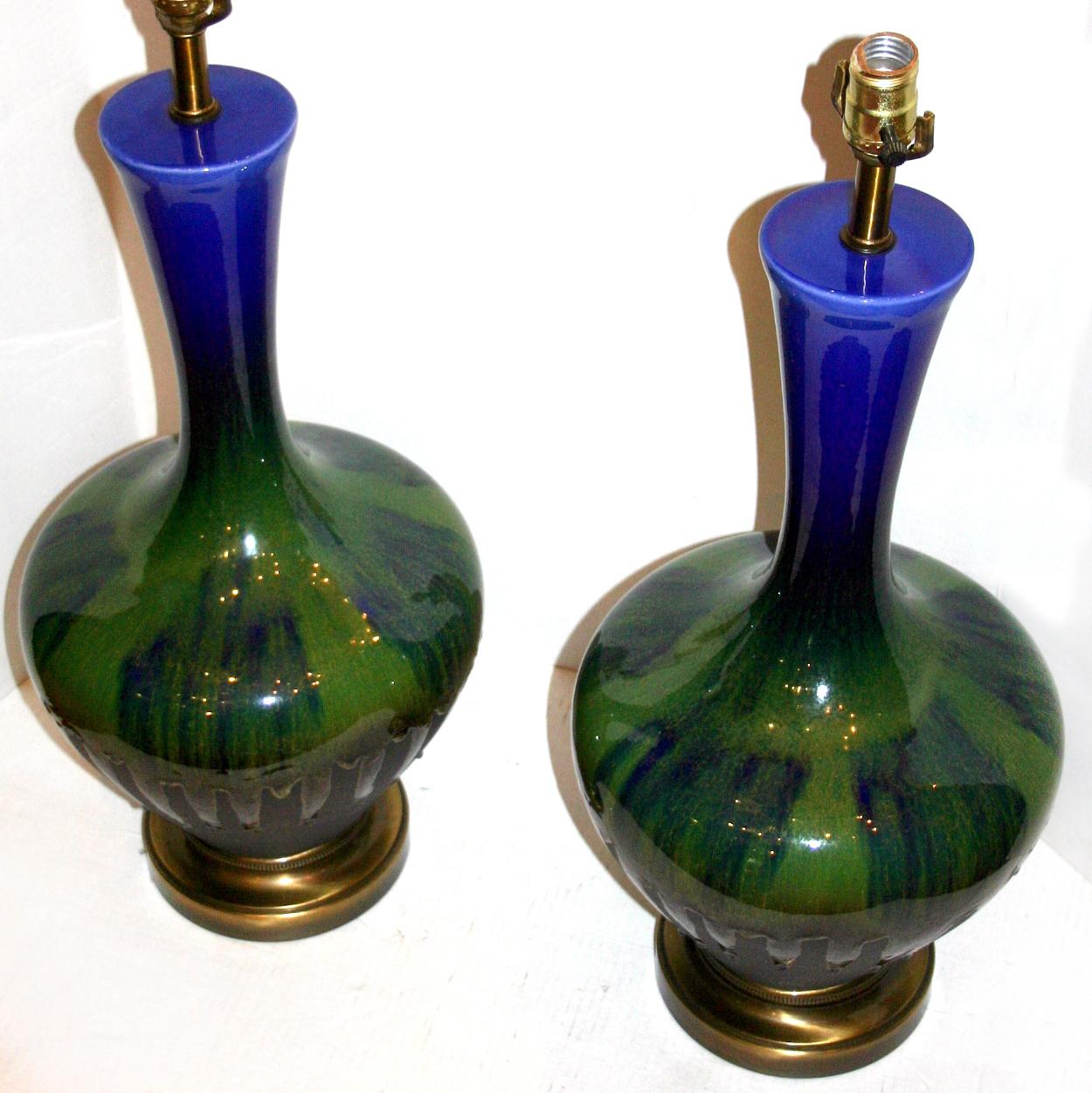 French Glazed Porcelain Table Lamps For Sale