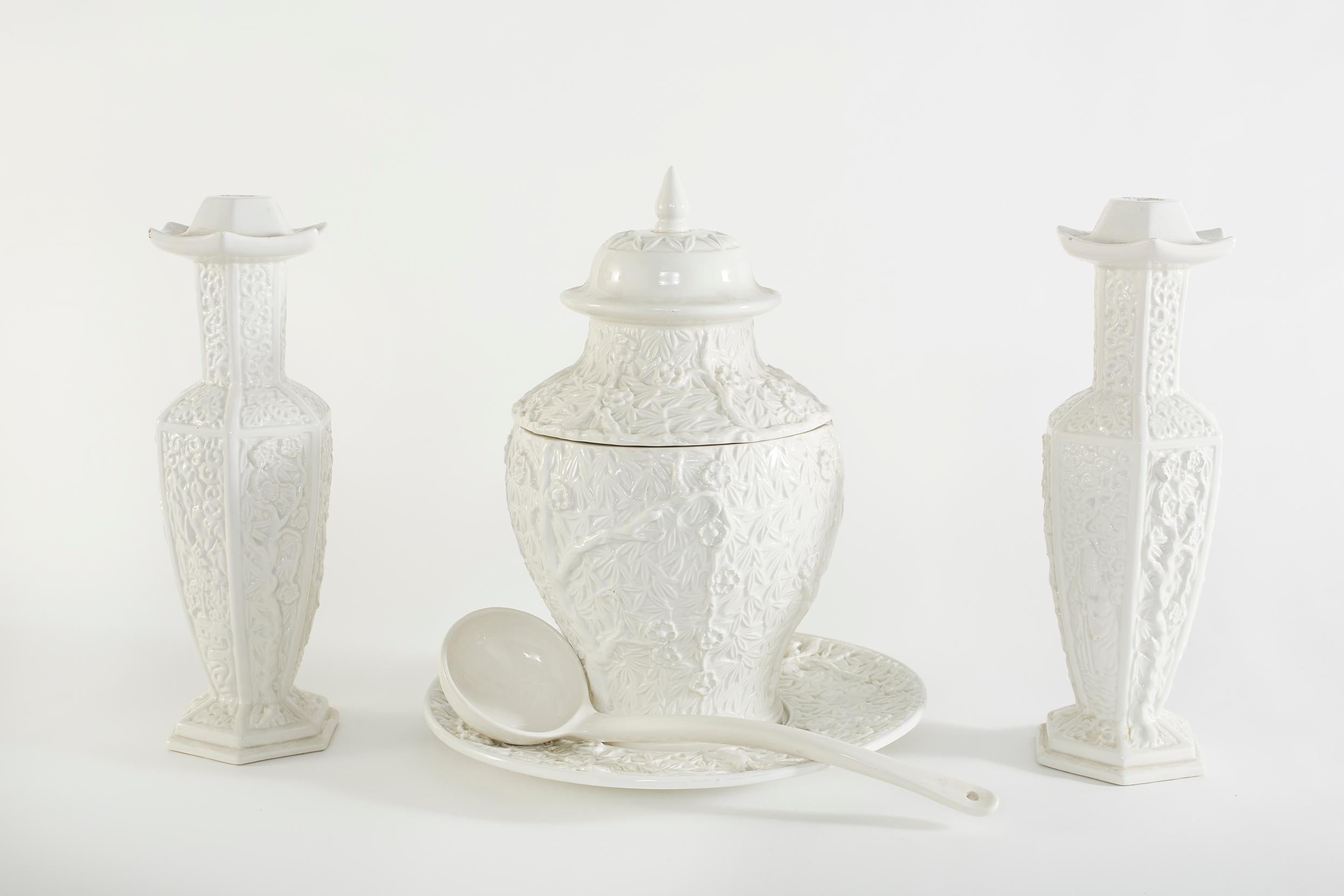 Glazed Porcelain Tableware Garniture Set For Sale 3