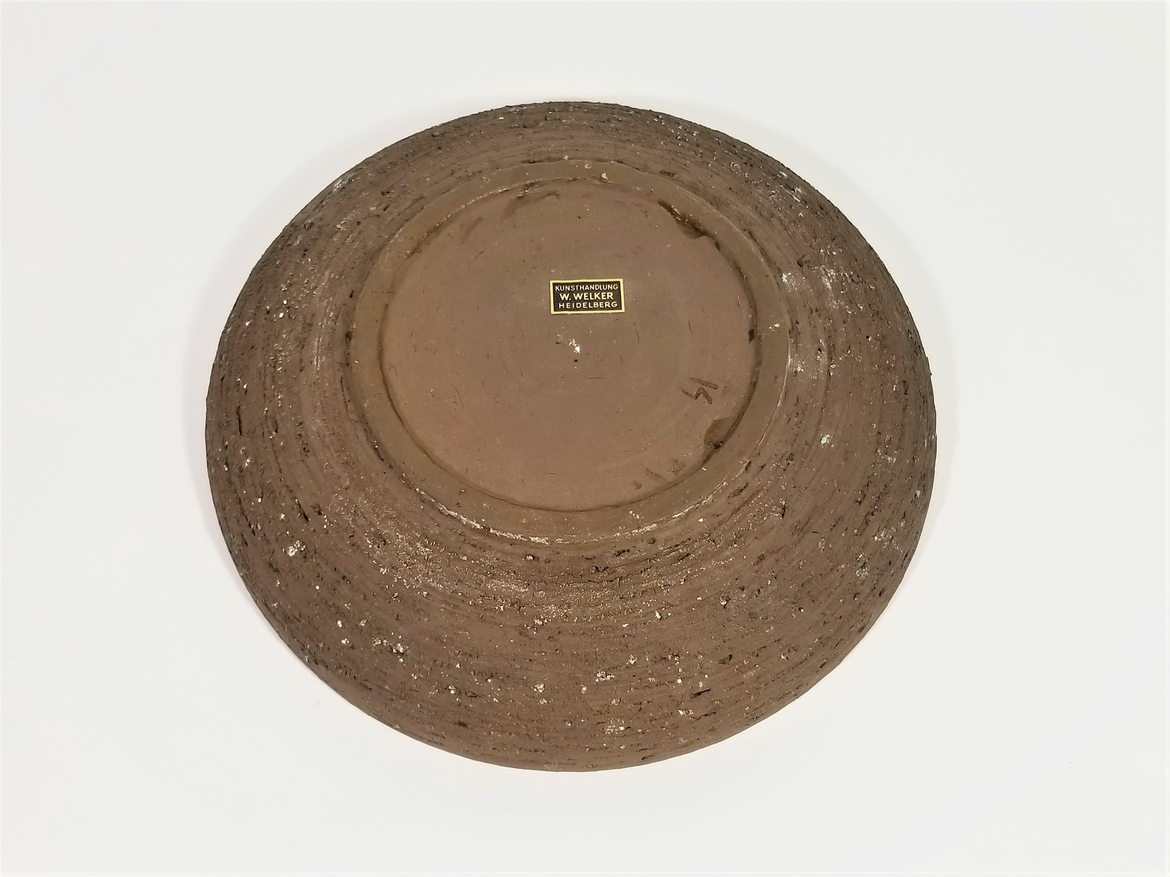 Glazed Pottery Bowl Germany Kunsthandlung W. Welker Heidelberg For Sale 5