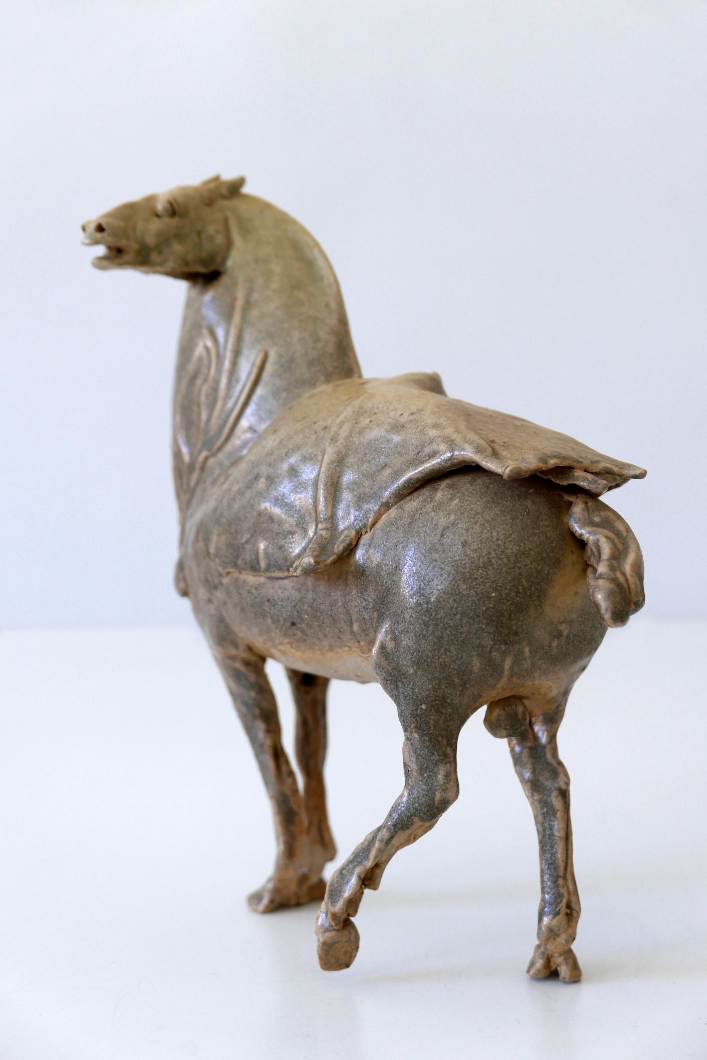 Late 20th Century Glazed Pottery Horse by German Artist Harro Frey For Sale