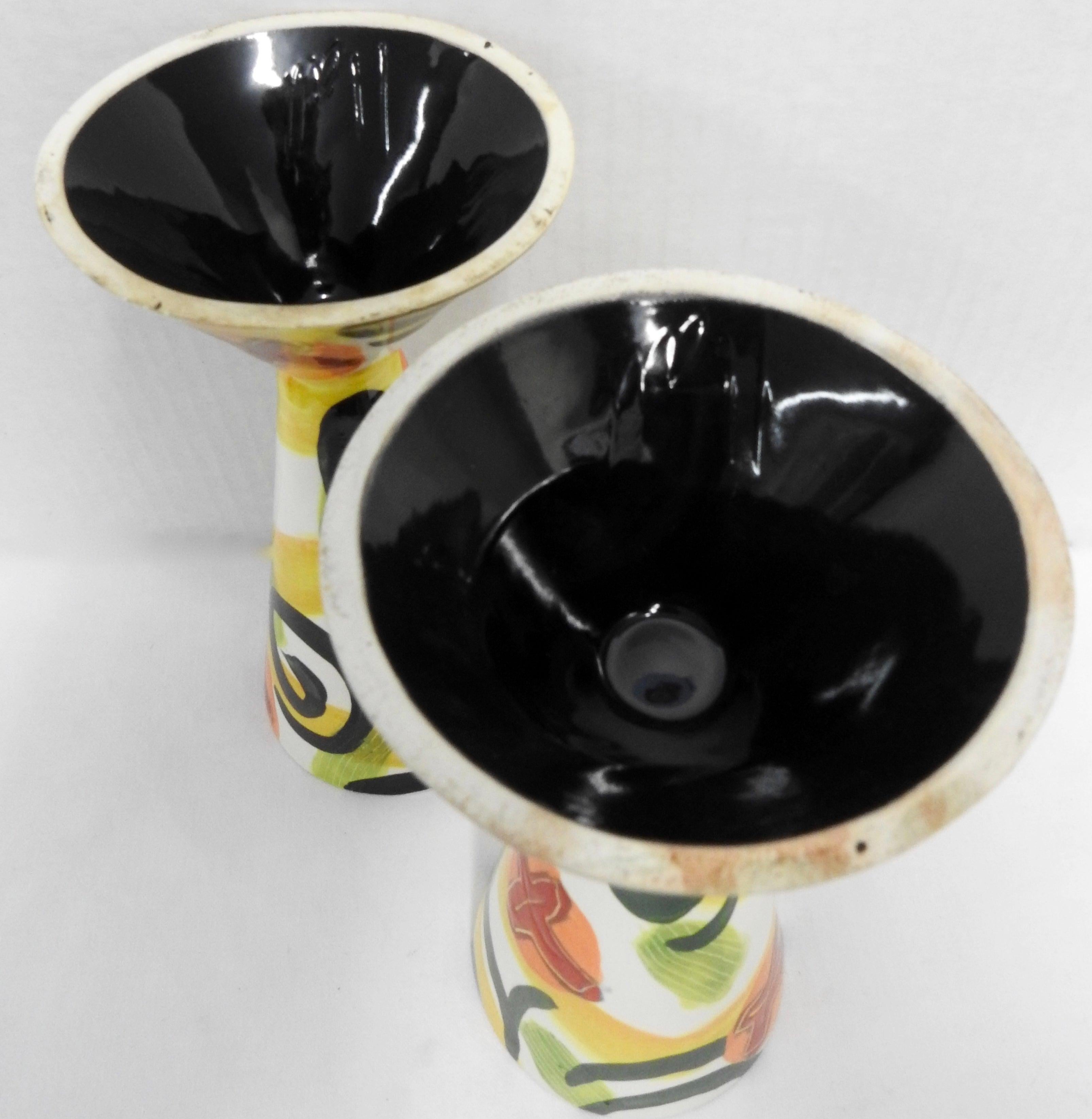 American Glazed Pottery Goblets by Marilee Hall For Sale
