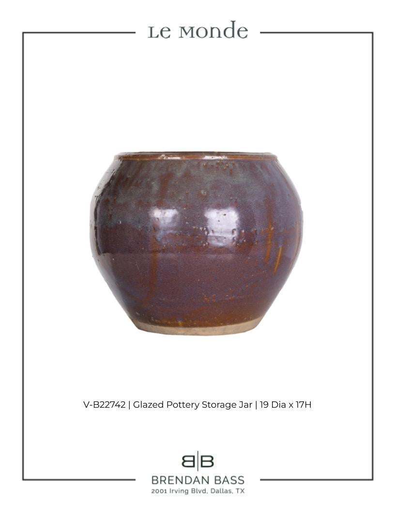 20th Century Glazed Pottery Storage Jar For Sale