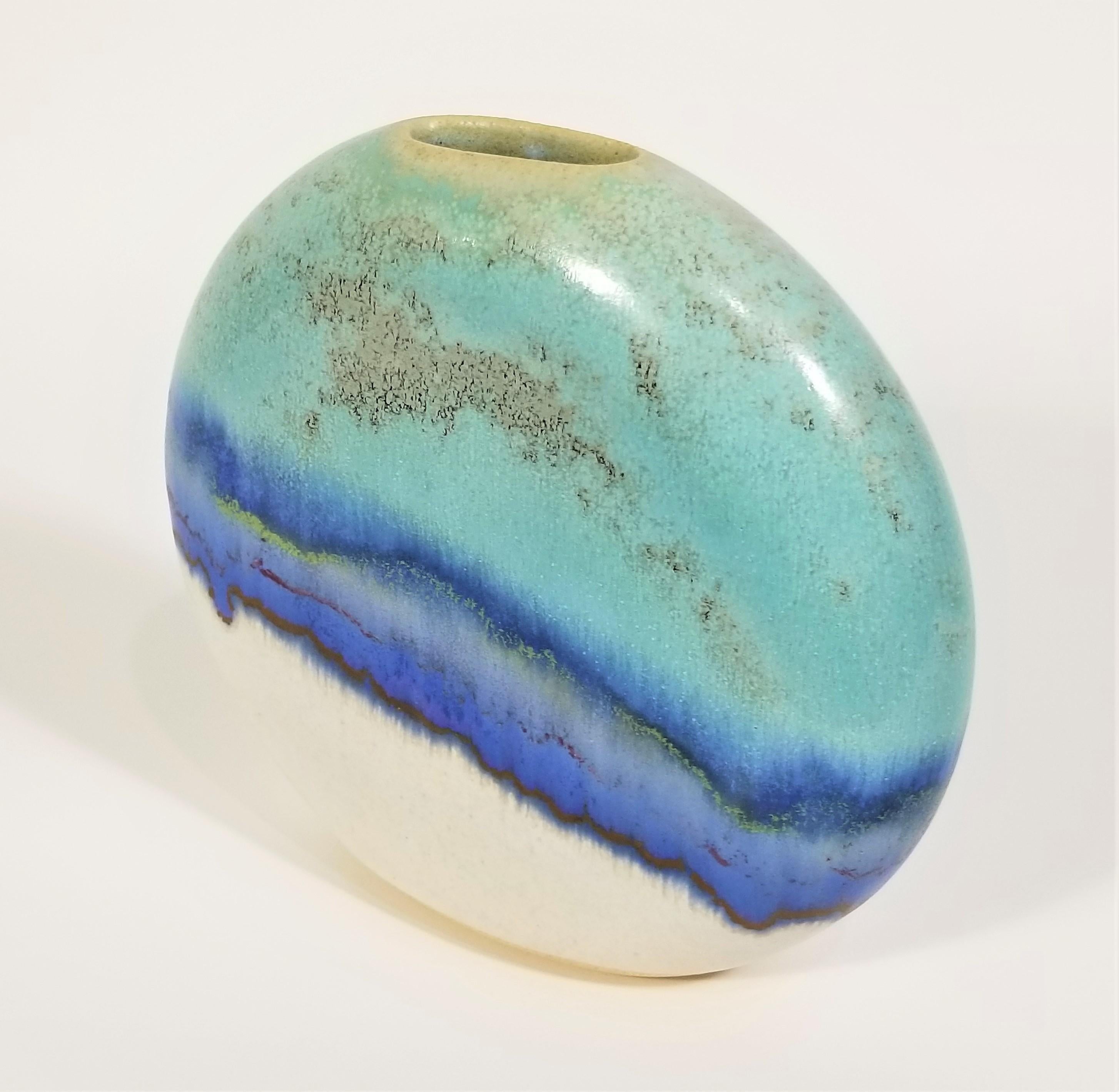 Glazed Pottery Vase Mid Century, 1970s In Excellent Condition For Sale In New York, NY