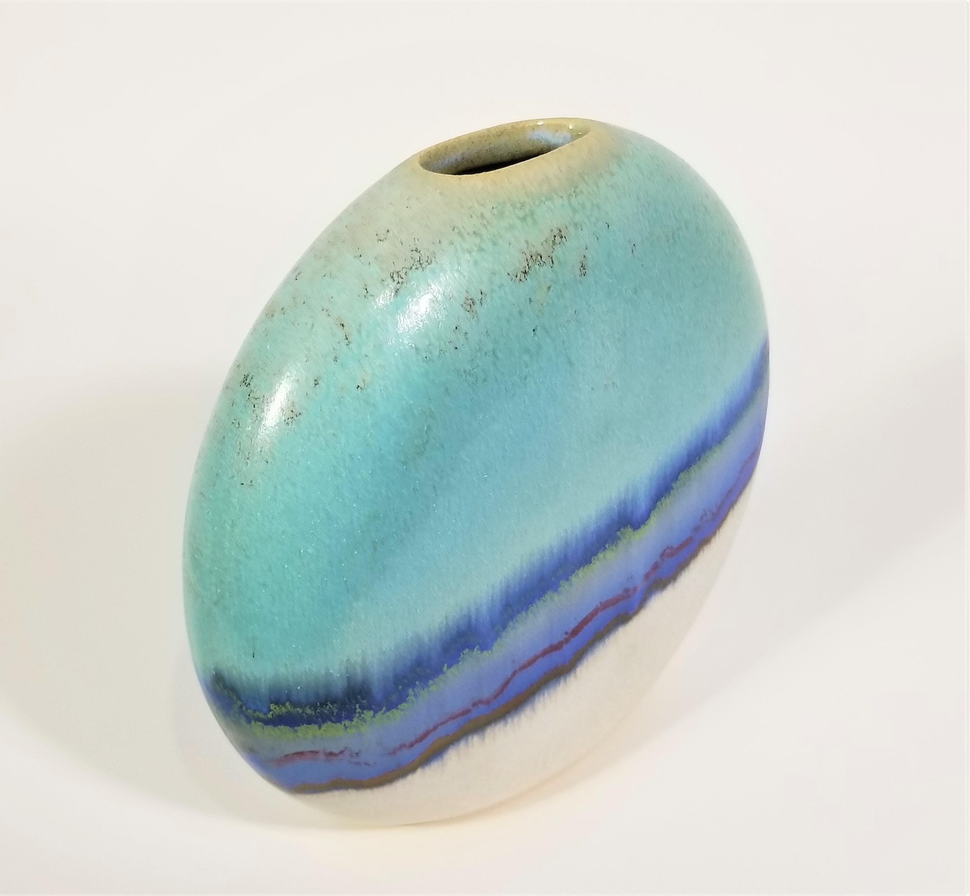 Glazed Pottery Vase Mid Century, 1970s For Sale 1