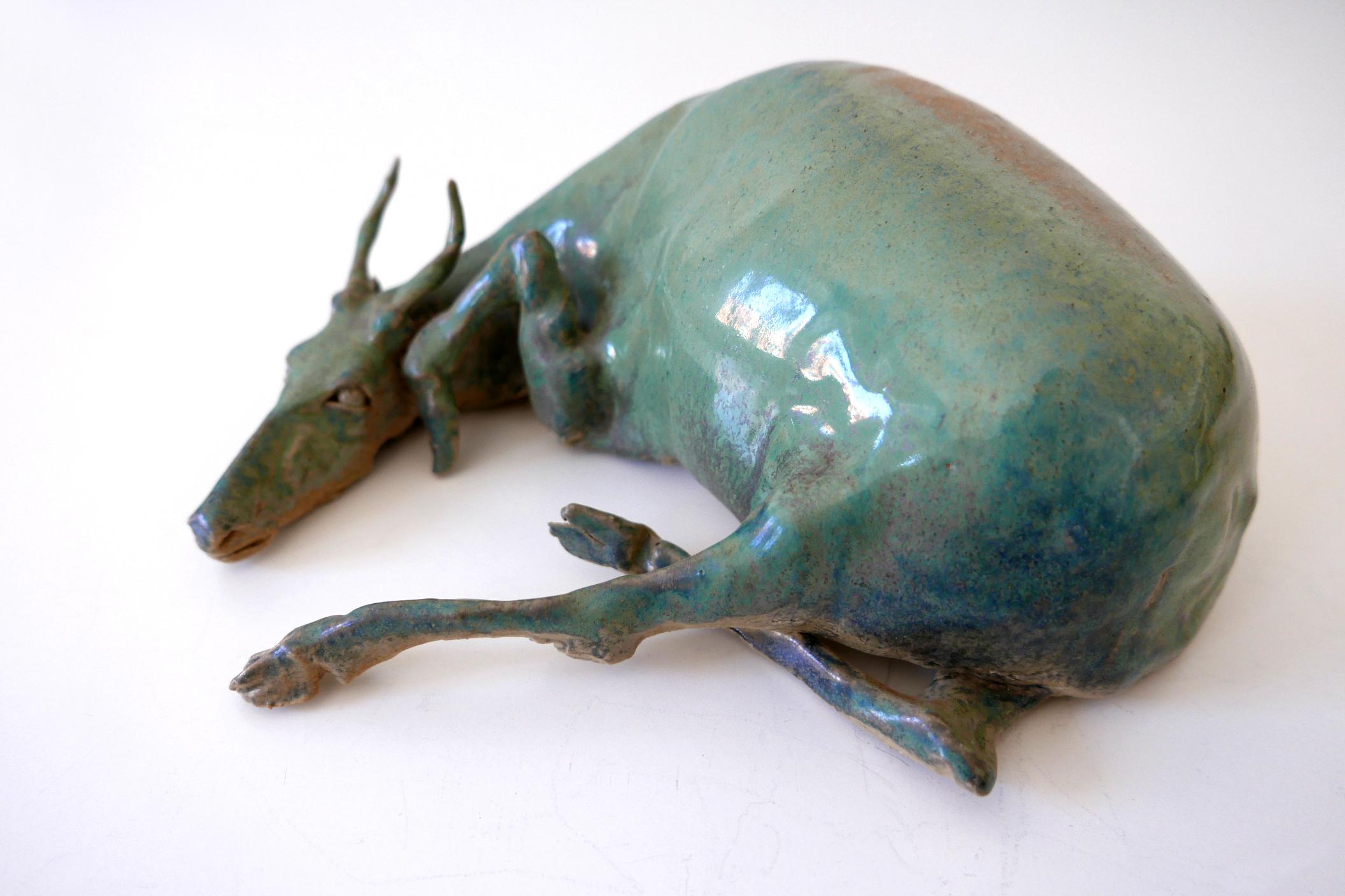 Signed Glazed Pottery Water Buffalo by German Artist Harro Frey 4