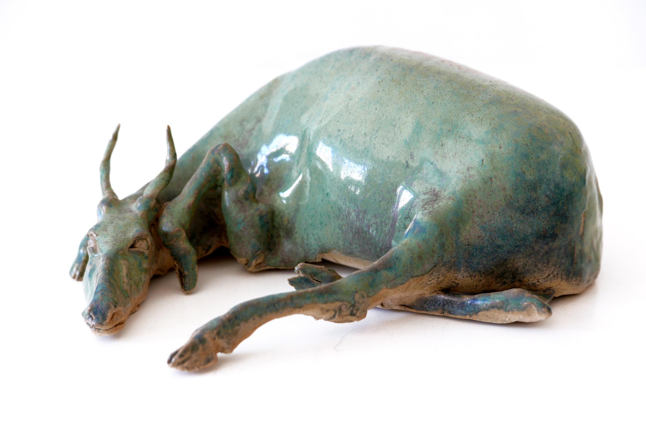 Signed Glazed Pottery Water Buffalo by German Artist Harro Frey 7