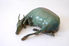 Signed Glazed Pottery Water Buffalo by German Artist Harro Frey