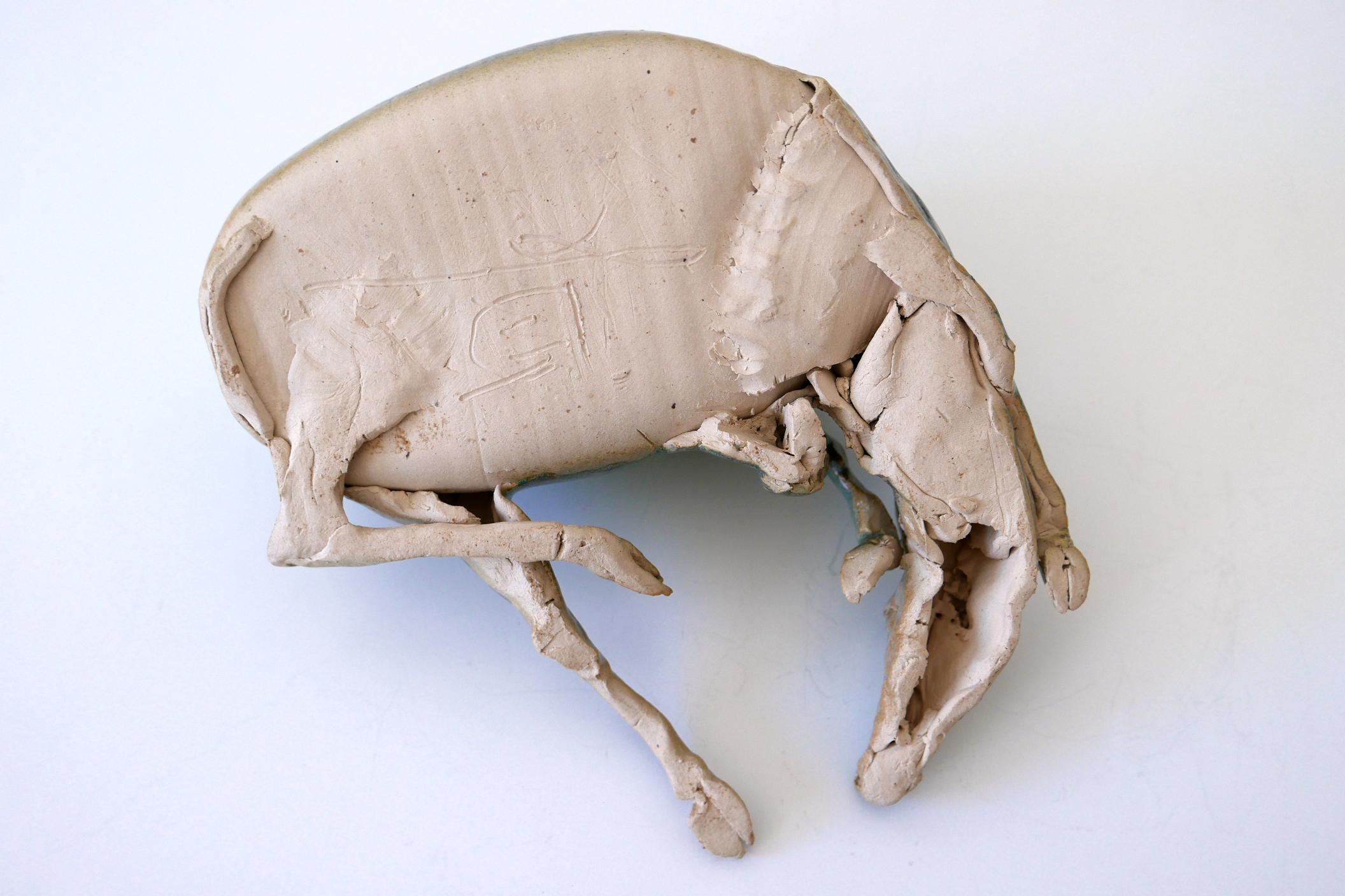 Signed Glazed Pottery Water Buffalo by German Artist Harro Frey 14