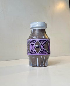 Glazed Purple Pottery Vase from Laholm Sweden, 1960s
