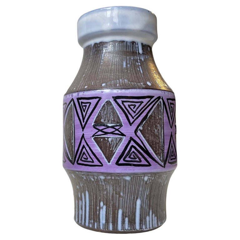 Glazed Purple Pottery Vase from Laholm Sweden, 1960s For Sale at 1stDibs