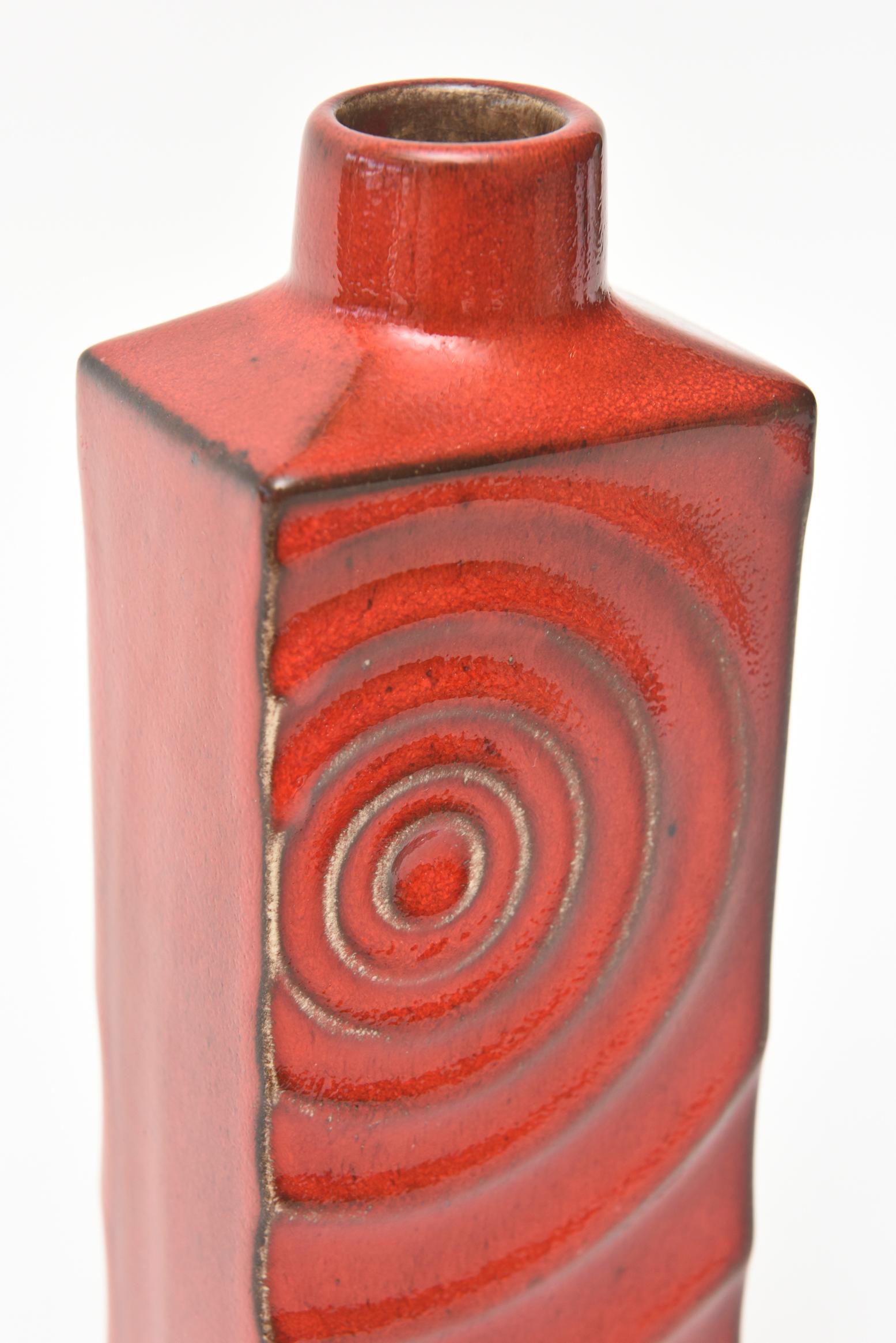 Mid-Century Modern Glazed Red Ceramic Zyclon Vase by Cari Zalloni for Keramik Vintage