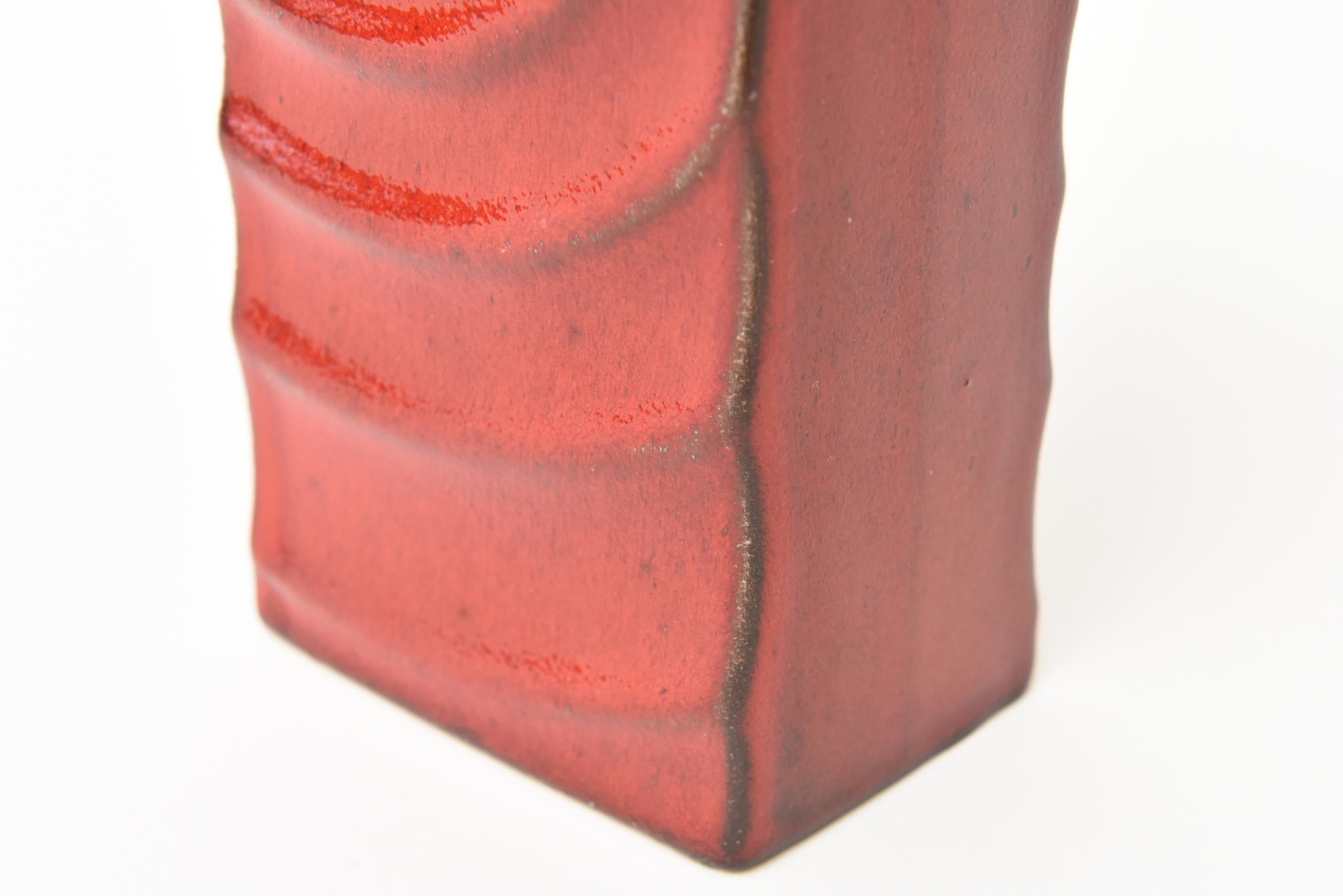 German Glazed Red Ceramic Zyclon Vase by Cari Zalloni for Keramik Vintage