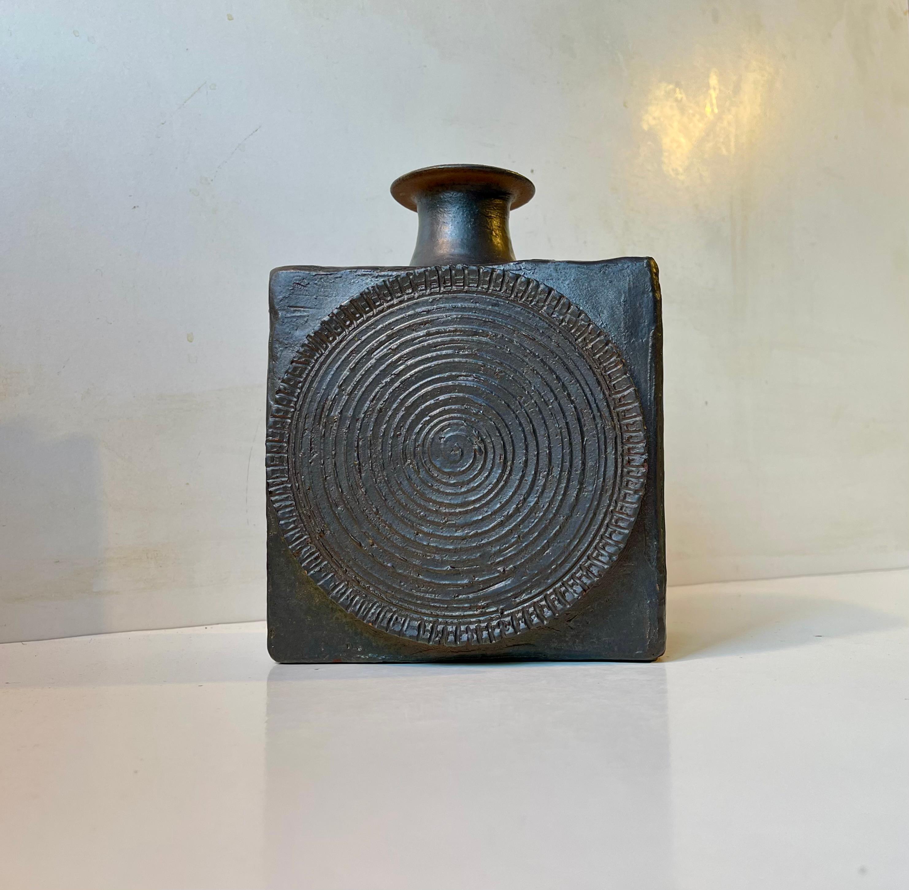 Glazed Scandinavian Brutalist Stoneware Vase in the style of Annikki Hovisaari 4
